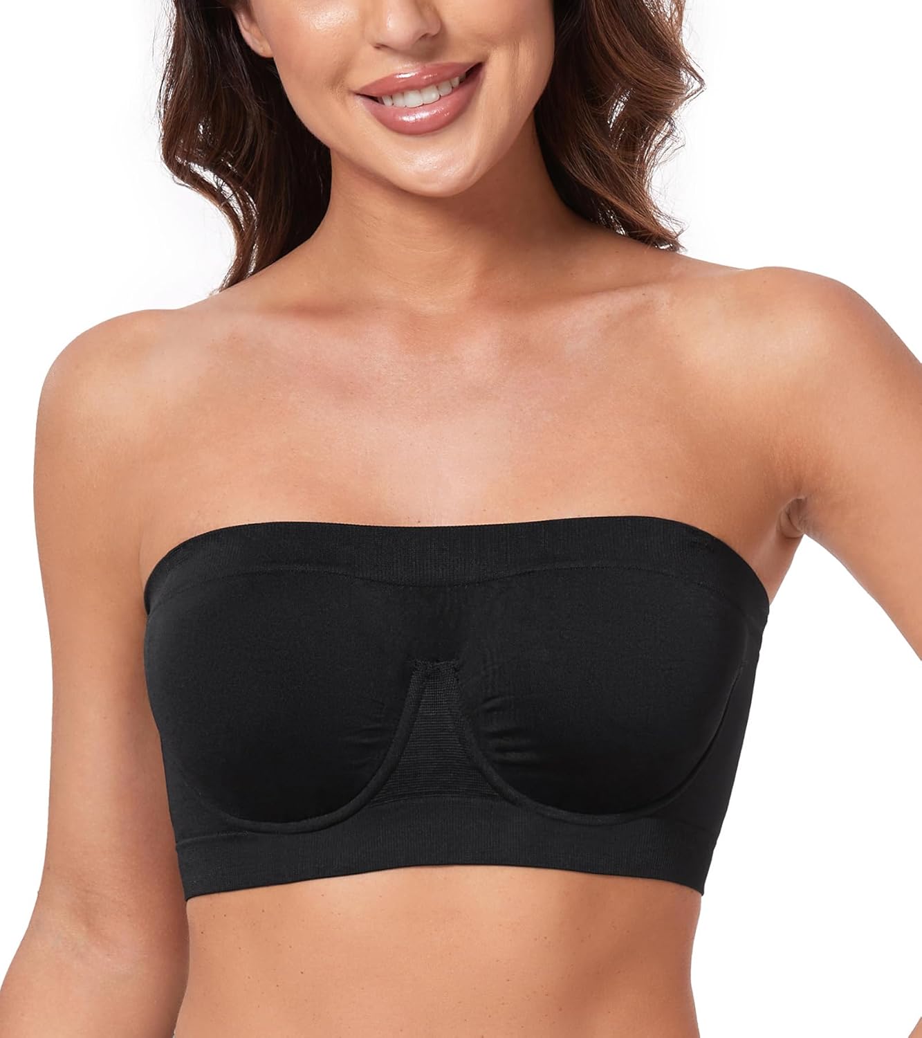 HACI Women's Non Padded Strapless Bra Underwire Bandeau Seamless Multiway Suppor...