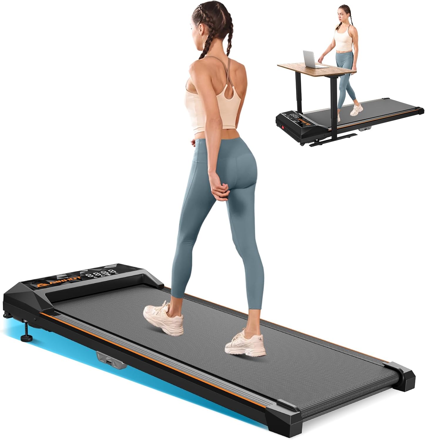 Walking Pad with Incline, Under Desk Treadmill, Portable Treadmills for Home Off...