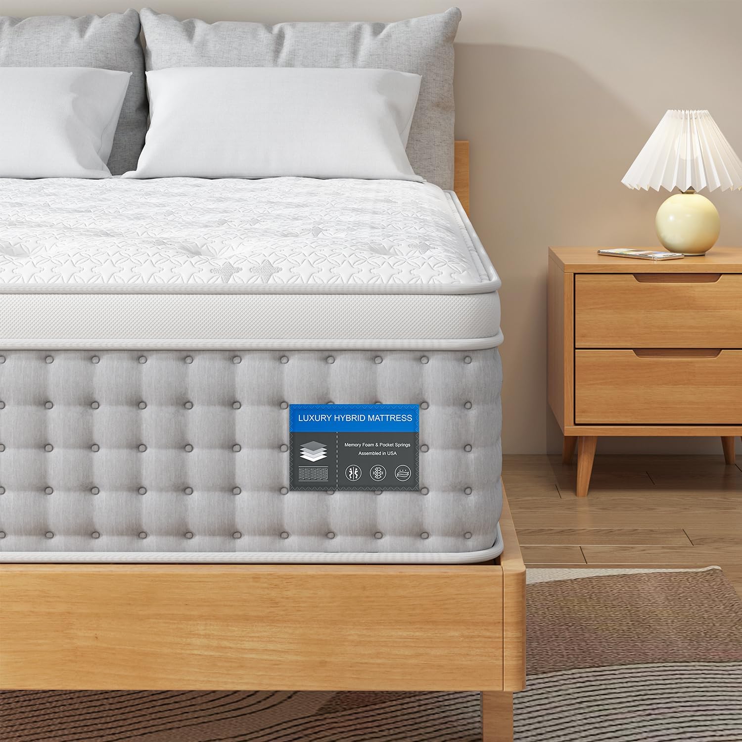 BedStory King Mattress, 14 Inch Luxury Hybrid Mattress in a Box with Gel Memory...
