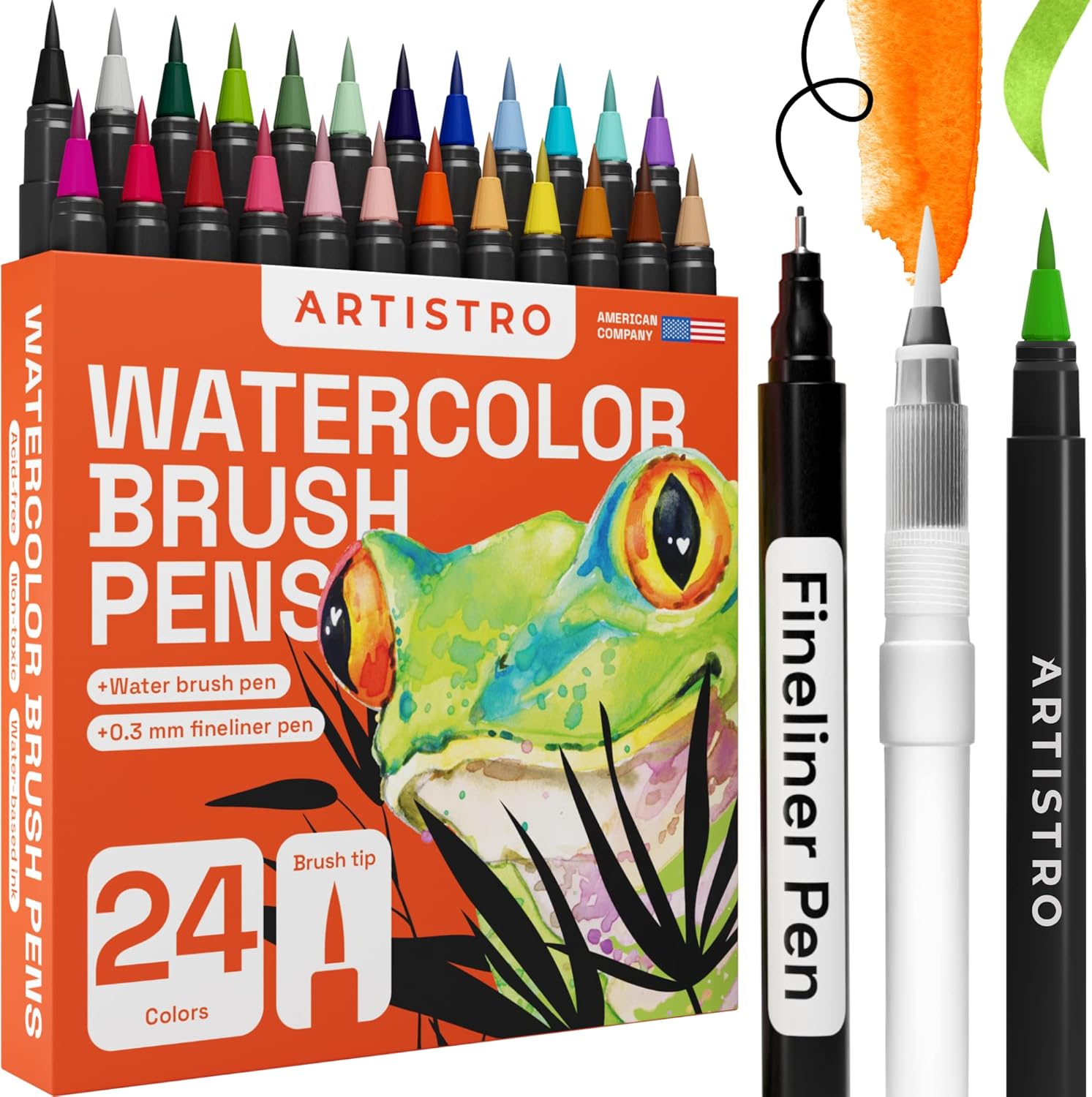 ARTISTRO 24 Watercolor Markers with Flexible Brush Tip - Watercolor Brush Pens f...