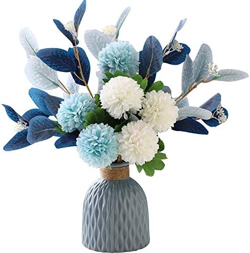 Artificial Flowers with Vase Faux Hydrangea Flower Arrangements for Home Garden...