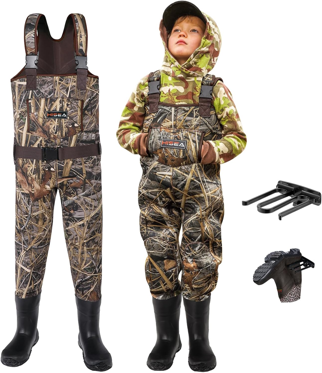 HISEA Kids Chest Waders for Toddler & Children Neoprene Youth Duck Hunting Wader...