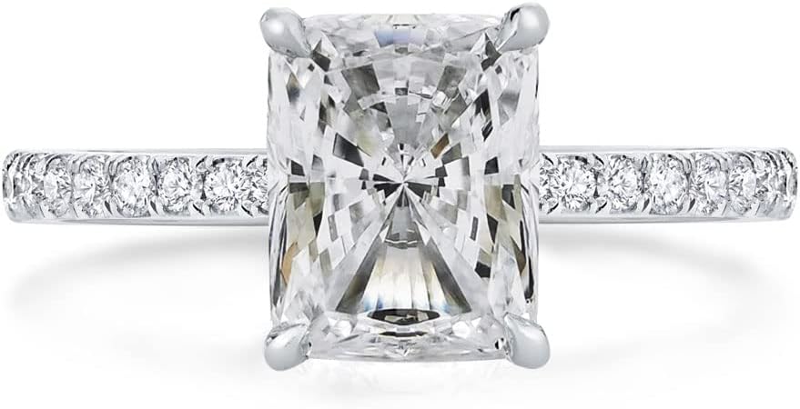 Bo.Dream Radiant Cut Engagement Rings, Special 1.5/2/3 Carats Cubic Zirconia CZ...