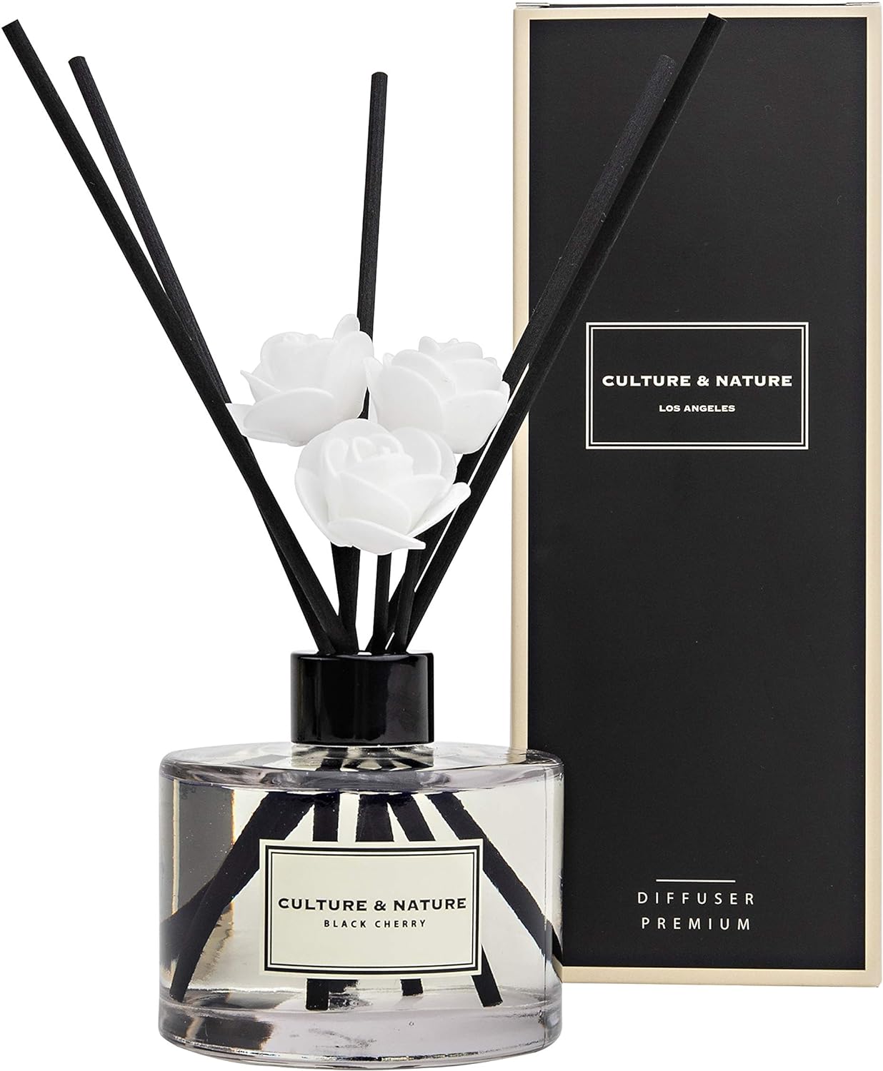 CULTURE & NATURE Reed Diffuser Set 6.7 oz (200ml) Black Cherry Scented Diffuser...