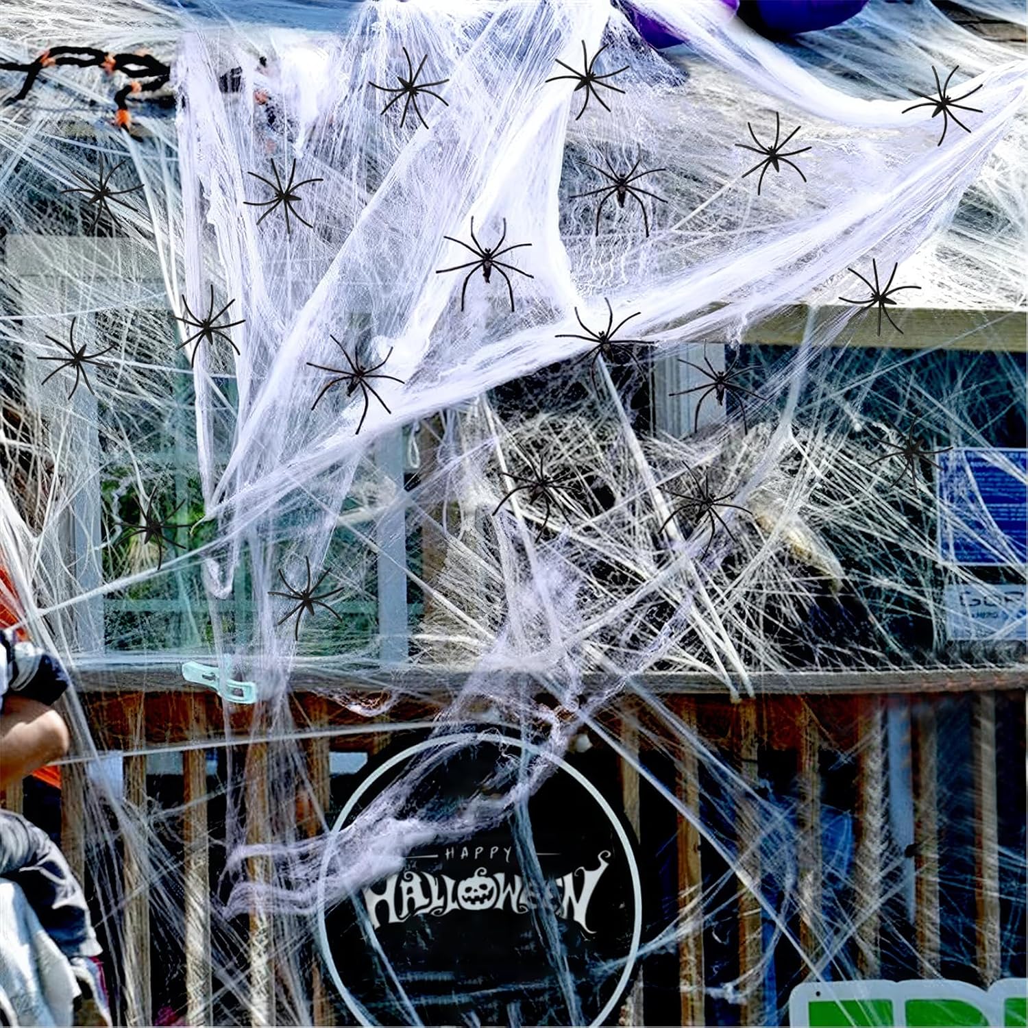 900 sqft Halloween Spider Webs Decorations with 30 Extra Fake Spiders, Super Pra...