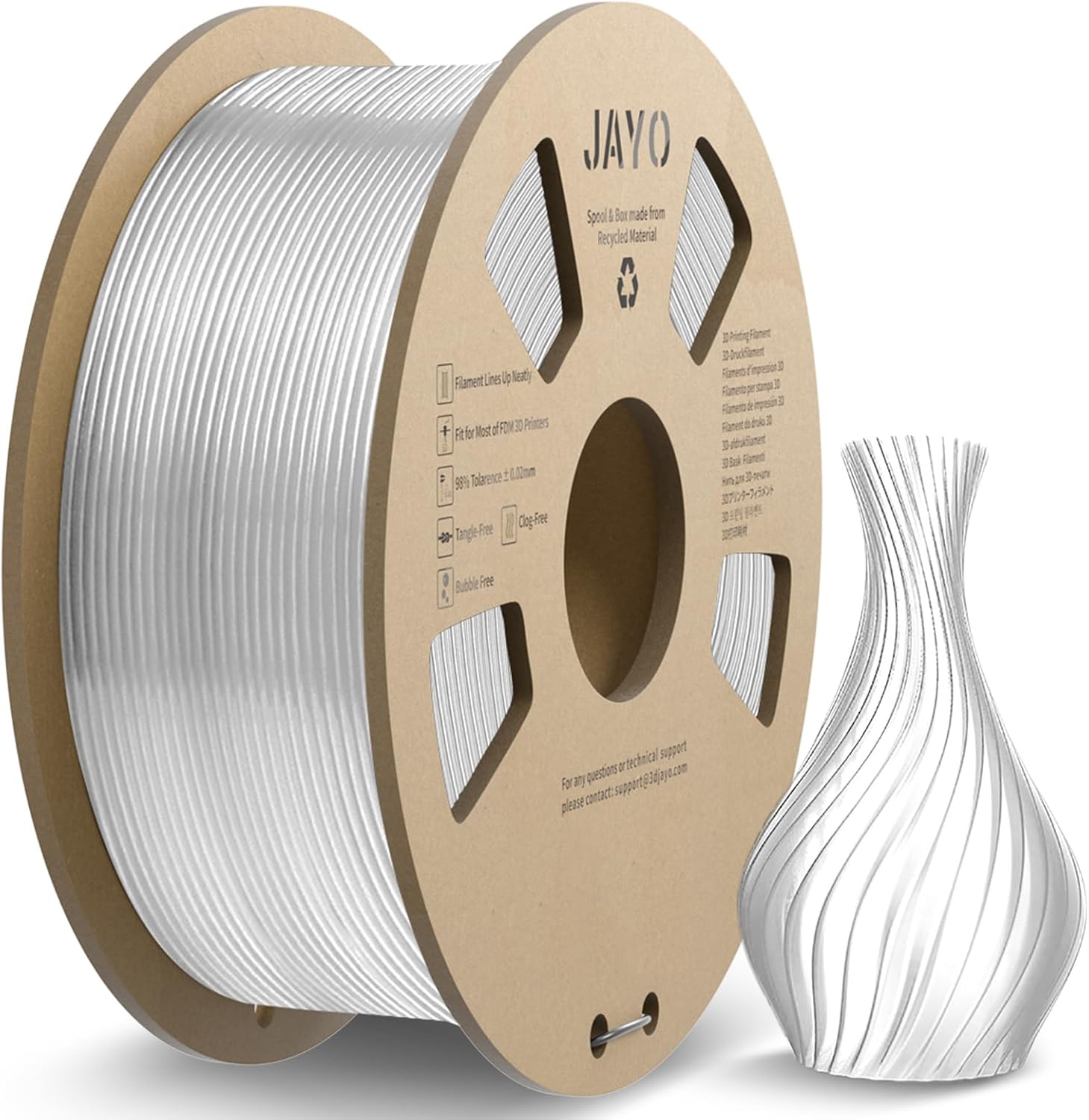 JAYO PLA+ Filament 1.75mm, PLA Plus 3D Printer Filament 1.1kg Spools, Neatly Wou...