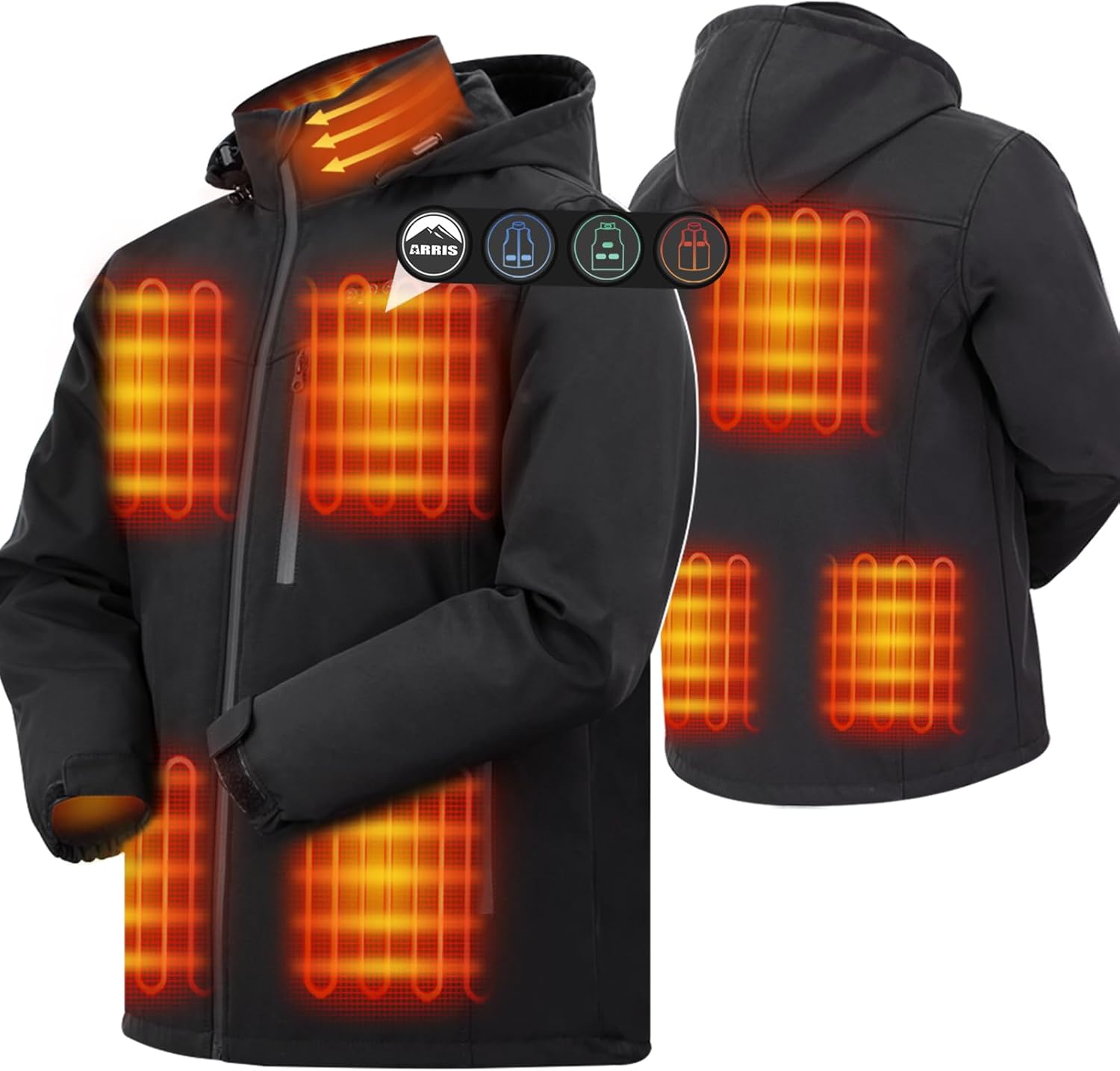 ARRIS Men's Heated Jacket, Special Electric Heating Coat with 7.4V Battery and D...