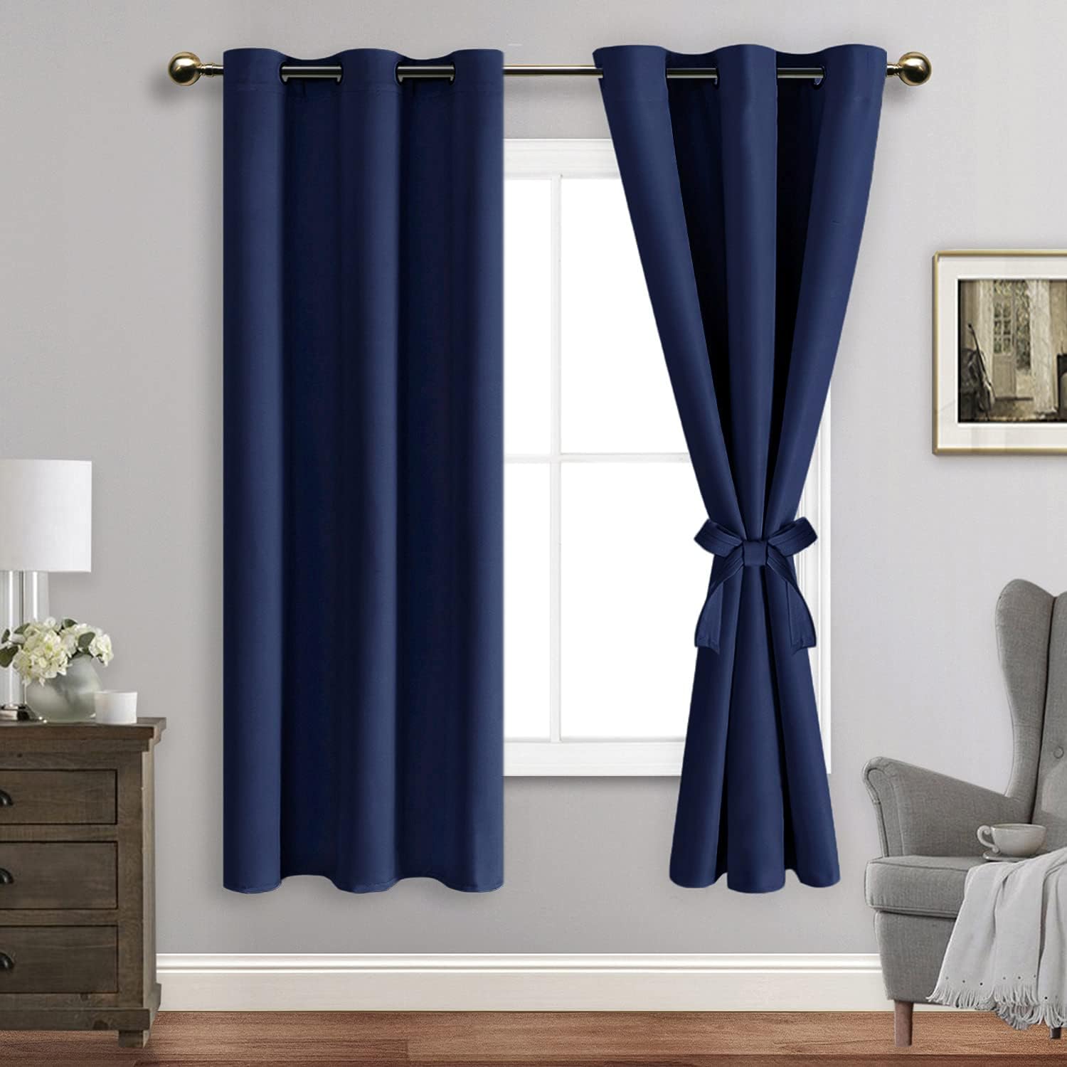 JIUZHEN Blackout Curtains with Tiebacks - Thermal Insulated, Light Blocking and...