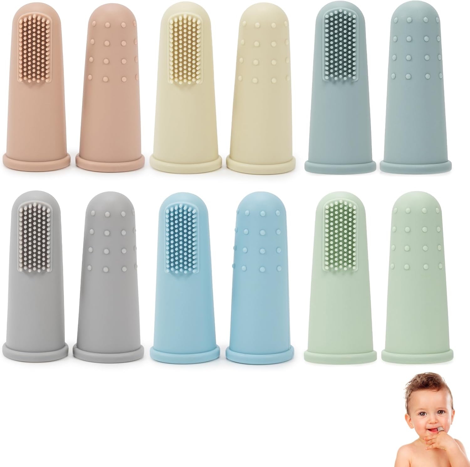 Baby Toothbrush 0-2 Years,12 Pack Baby Finger Toothbrush, Soft Silicone Toddler...