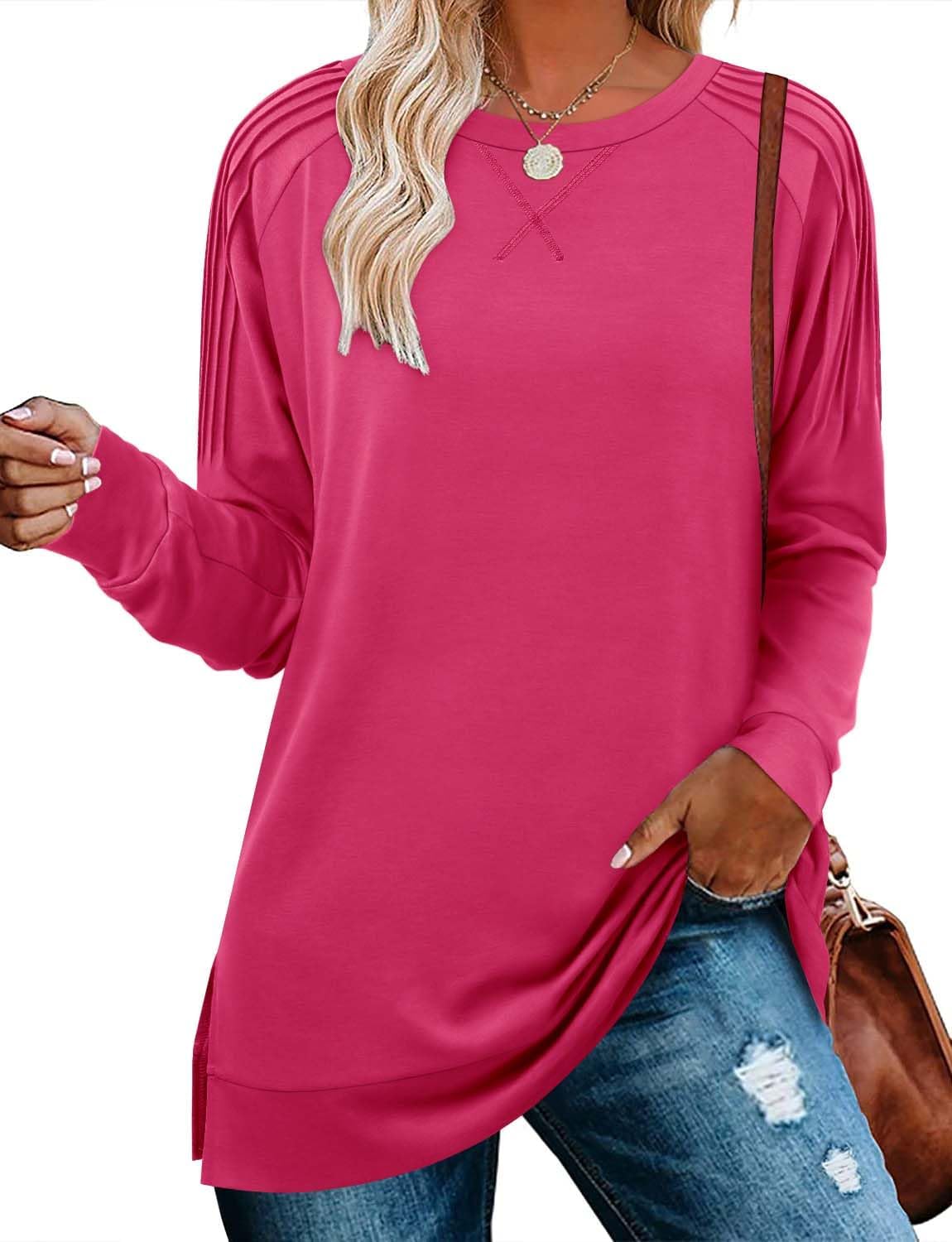 BETTE BOUTIK Women's Drop Long Sleeve Sweatshirt, Special Casual Crewneck Tunic...