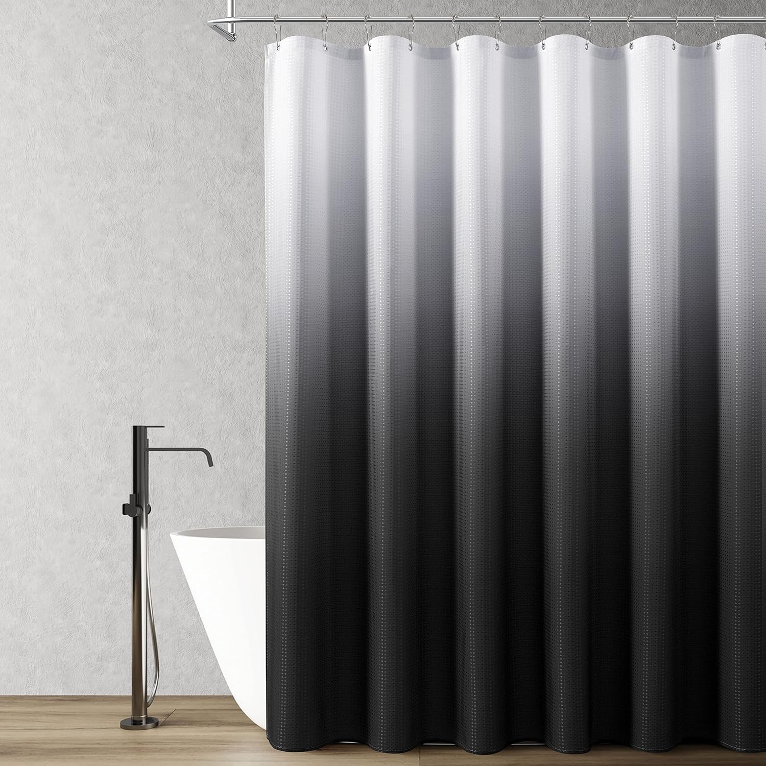 Black Shower Curtain Black and White Ombre Bath Shower Curtains for Bathroom, Te...