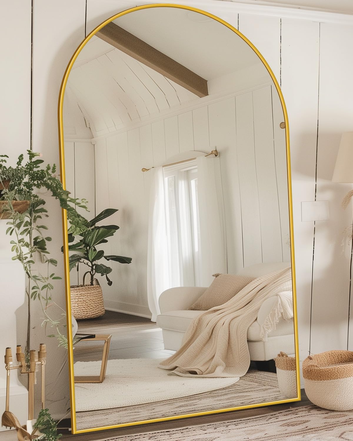 Full Length Mirror, 44"x72" Oversized Floor Mirror, Arched Full Body Mirror with...