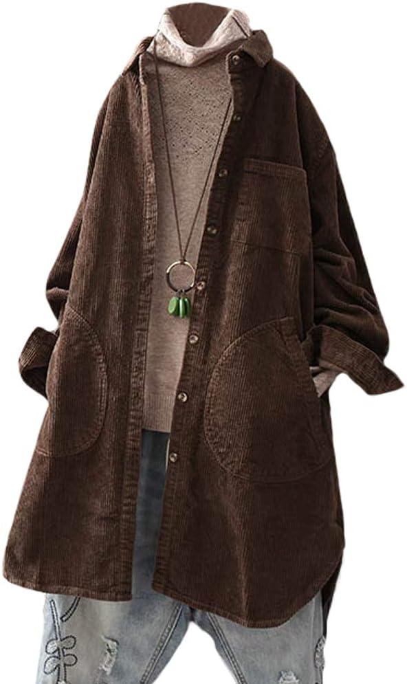 **Best Minibee Women's Corduroy Shirt, Special Long Sleeve Button Down Blouse, I...