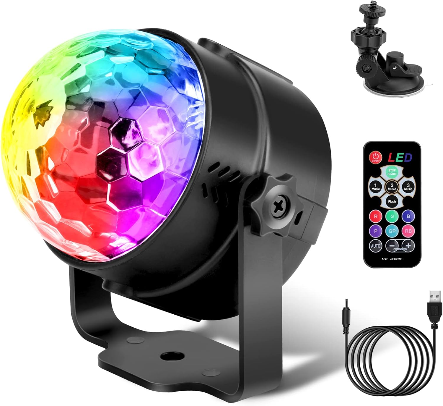 Gobikey Disco Lights, 360° Rotation Sound Activated Disco Ball Party Lights with...