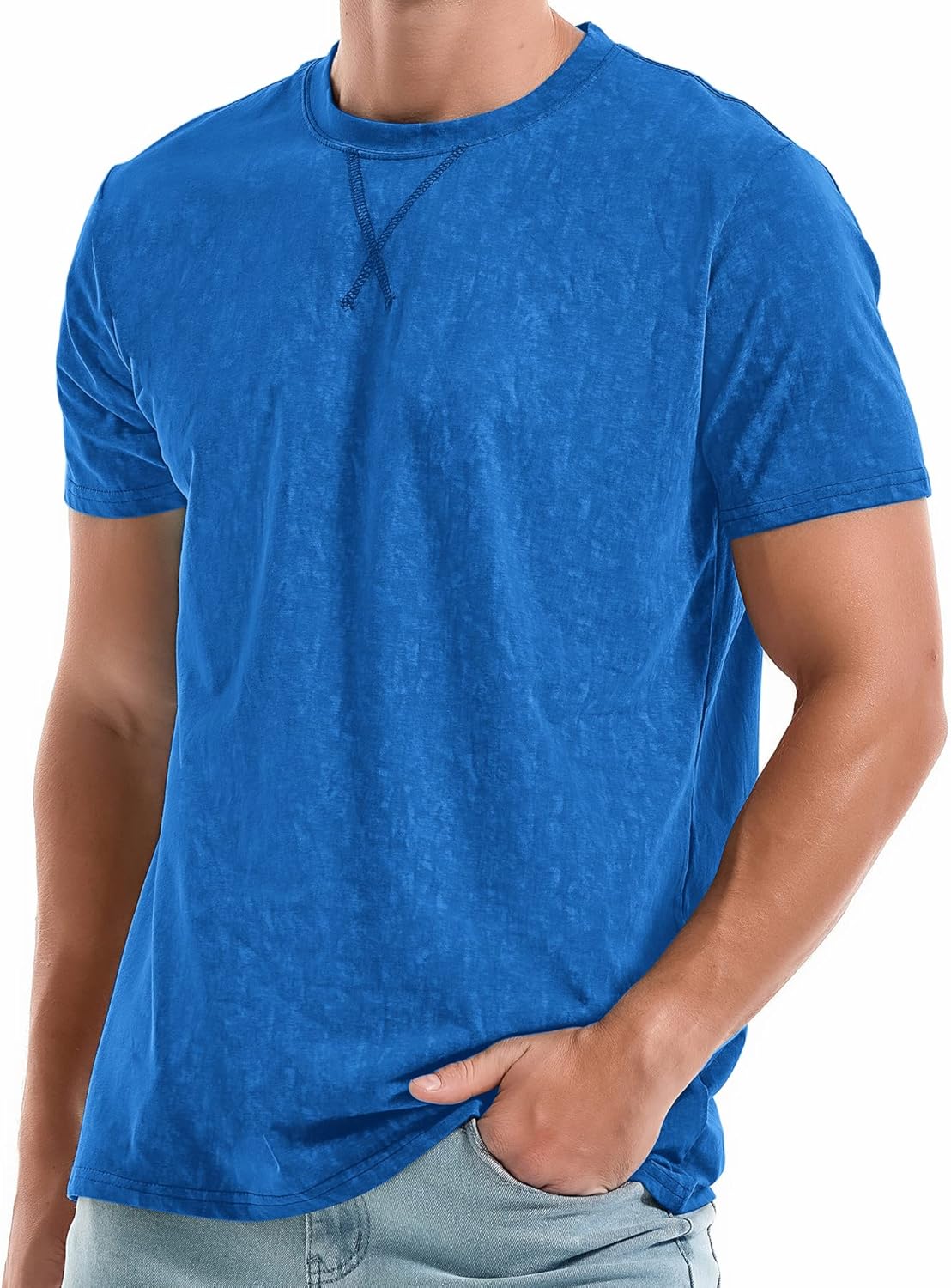 KLIEGOU Men's T-Shirts - Premium Cotton Crew Neck Tees S - 4XL Small 2166 Blue