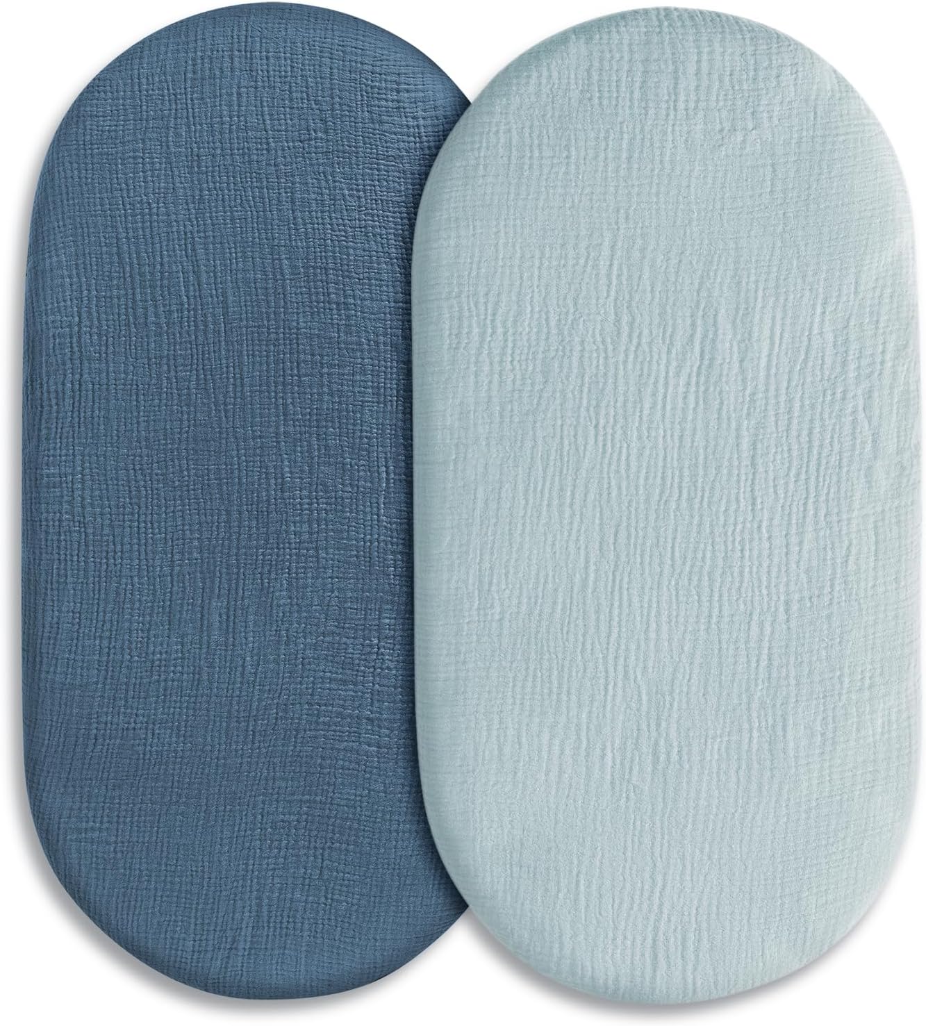 Muslin Bassinet Fitted Sheets, 2 Pack for Baby Boy and Girl, Soft Breathable Str...