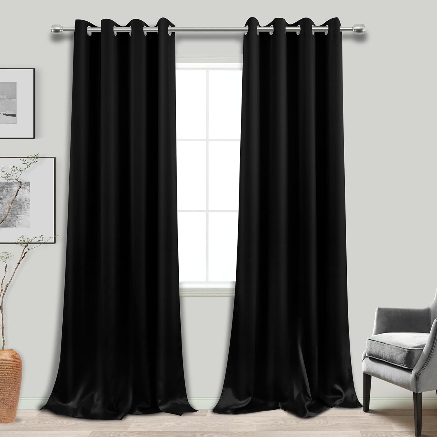 KOUFALL 108 Inch Curtains, Special Blackout Curtains, Unique Grommet Black Out R...
