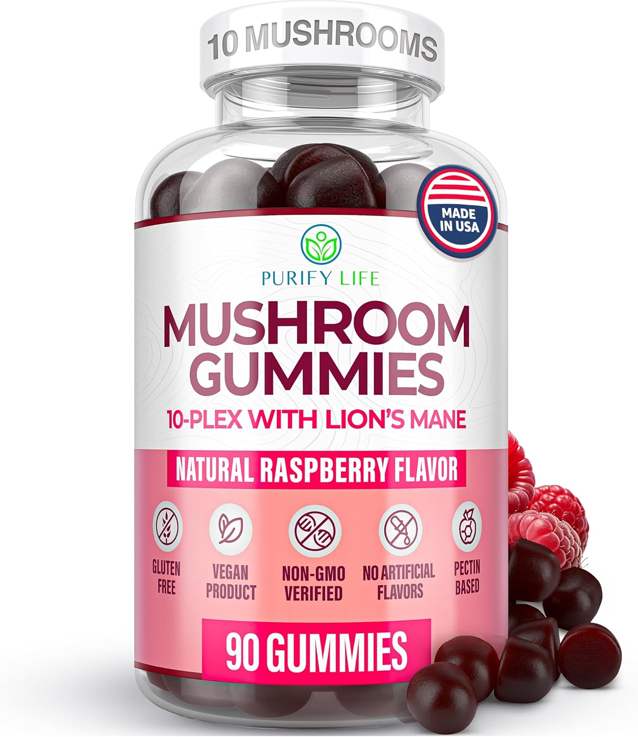 World's First Mushroom Complex Gummies - 10x Mushroom Supplement w Lions Mane (9...