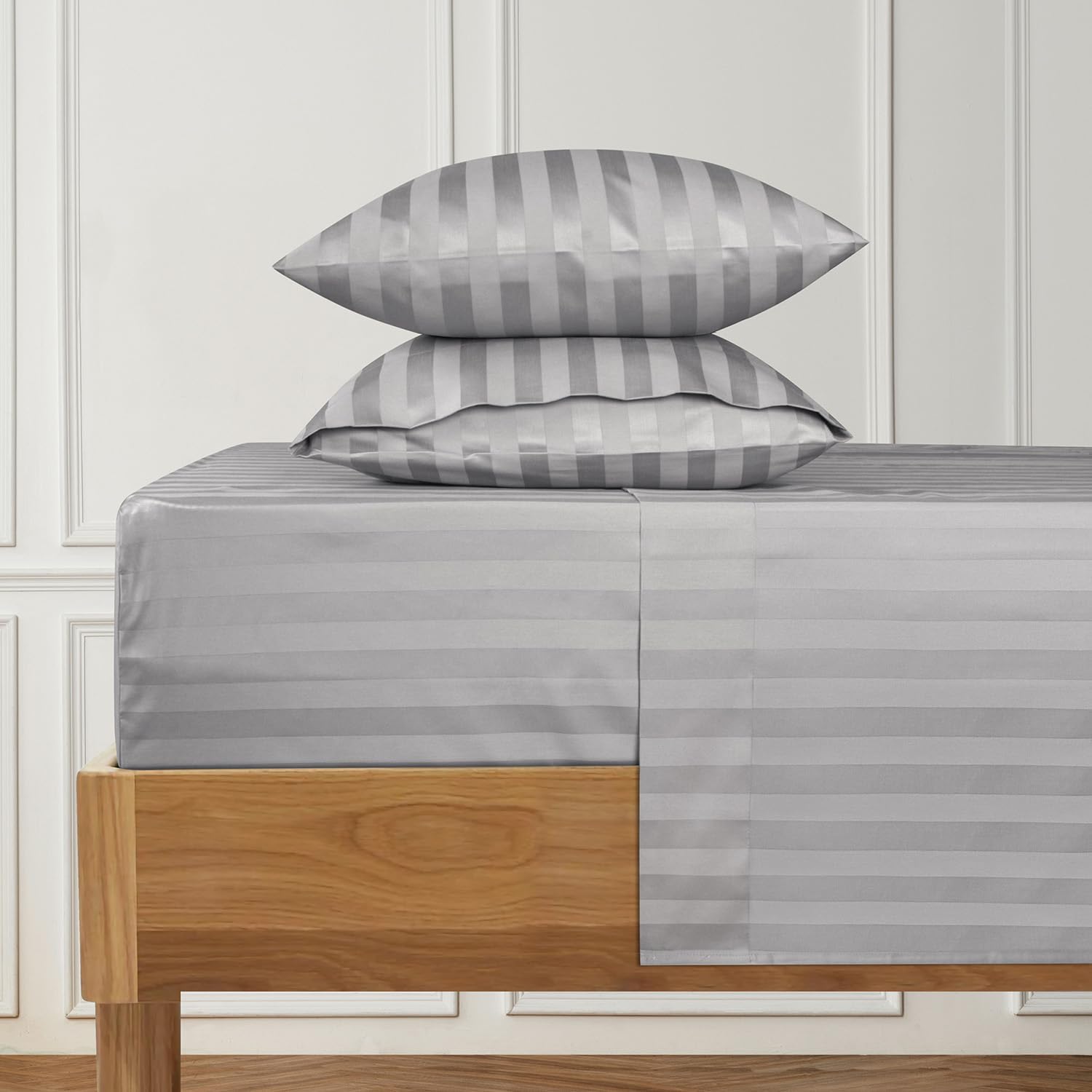 URBANHUT 1000 Thread Count Egyptian Cotton Sheets Damask Striped Queen Size, Bre...