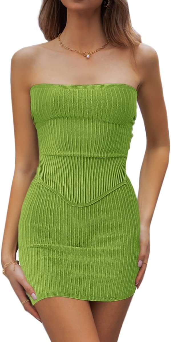 CHYRII Womens Sexy Summer Two Piece Outfits Bandeau Going Out Crop Tops Bodycon...