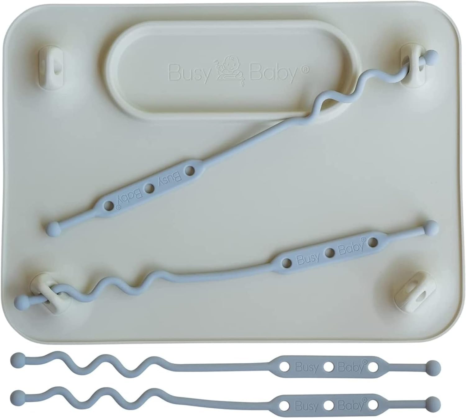 BUSY BABY Silicone Mat - Suction Cups, 4 Straps to Secure Baby Essentials, Self...