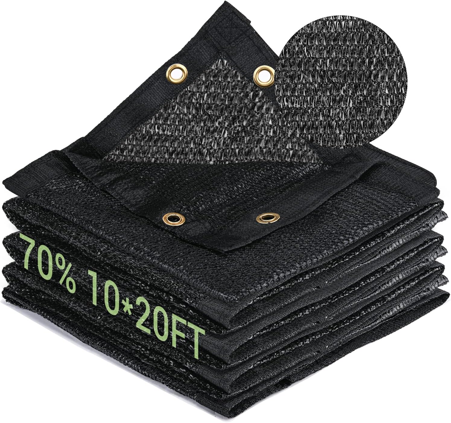 70% Garden Shade Cloth, 10x20FT HDPE Mesh Tarp with Upgraded Grommets, Keten UV-...