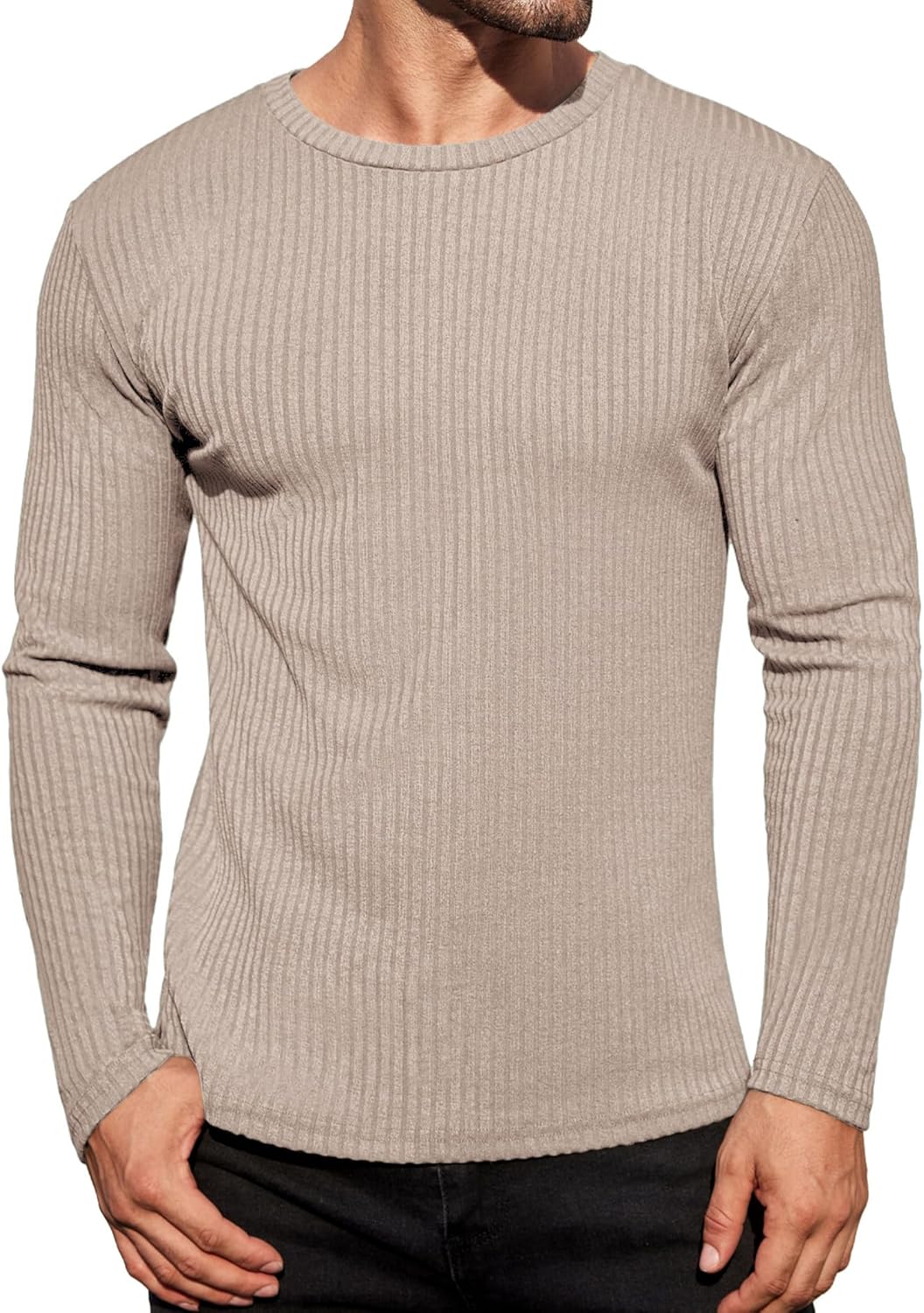 Ekouaer Men's Long Sleeve Shirts, High-Quality Ribbed Pullover Sweater, Special...