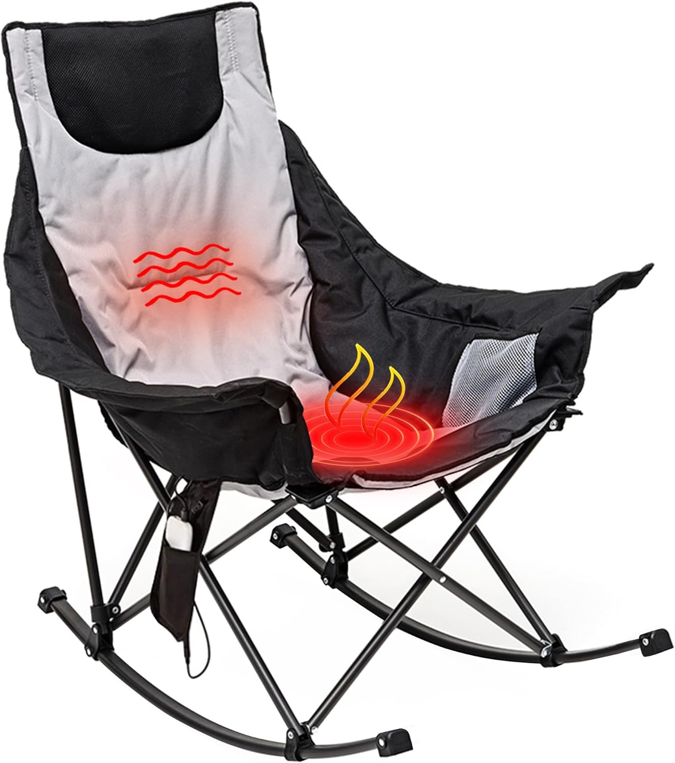 SUNNYFEEL Oversized Heated Camping Chair, Folding Rocking Camping Chairs with Lu...