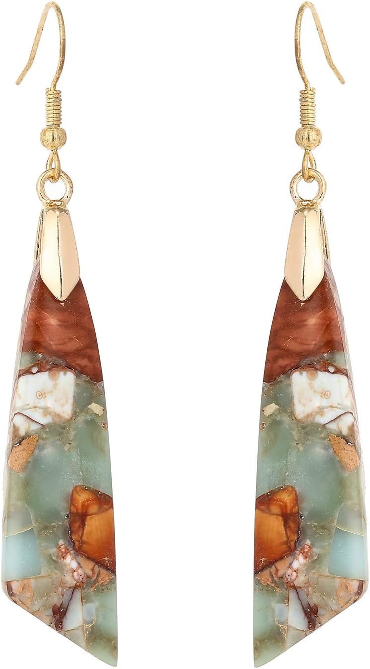 Unique Women Natural Stone Earrings, Special Healing Gemstone Jewelry, Hypoaller...