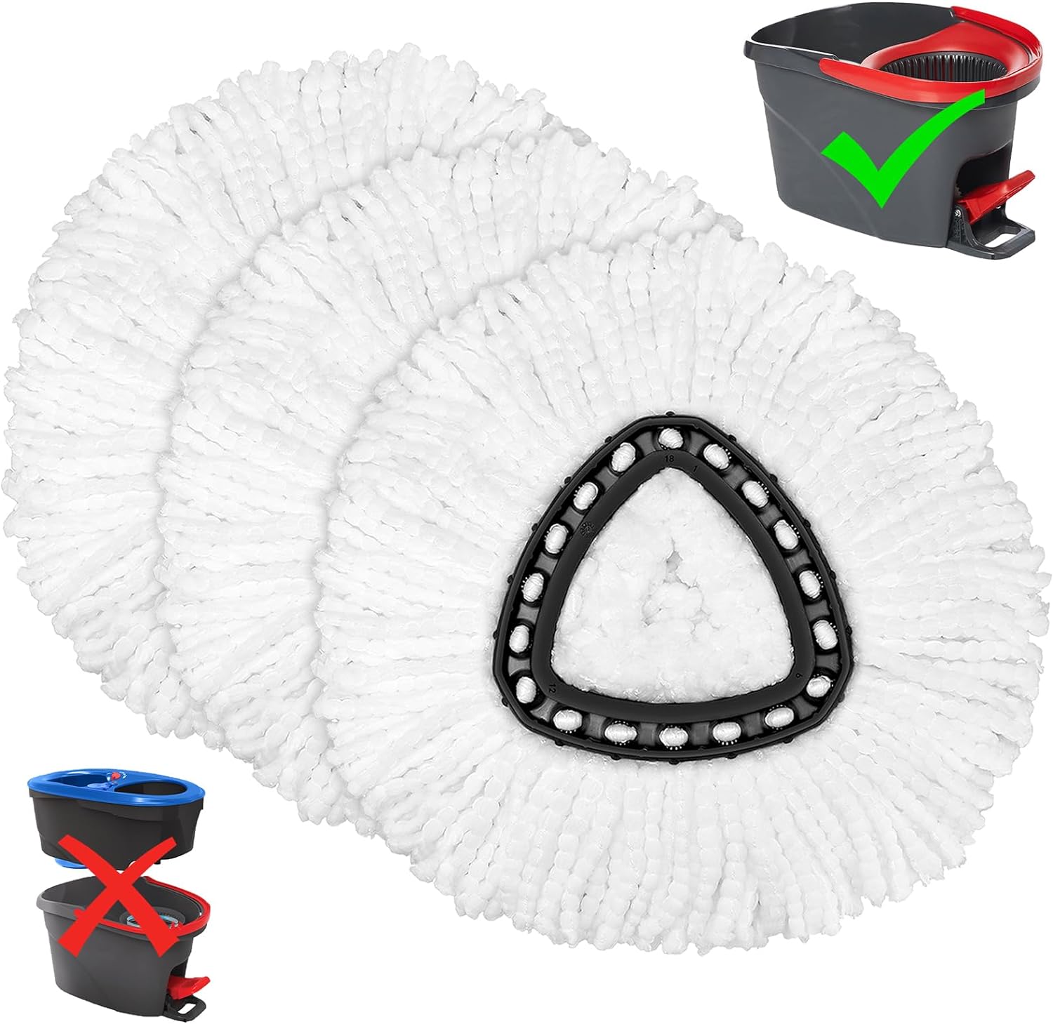 3 Pack Mop Replacement Heads for O-Ceda Mop Replace Head EasyWrin Spin Mop Heads...