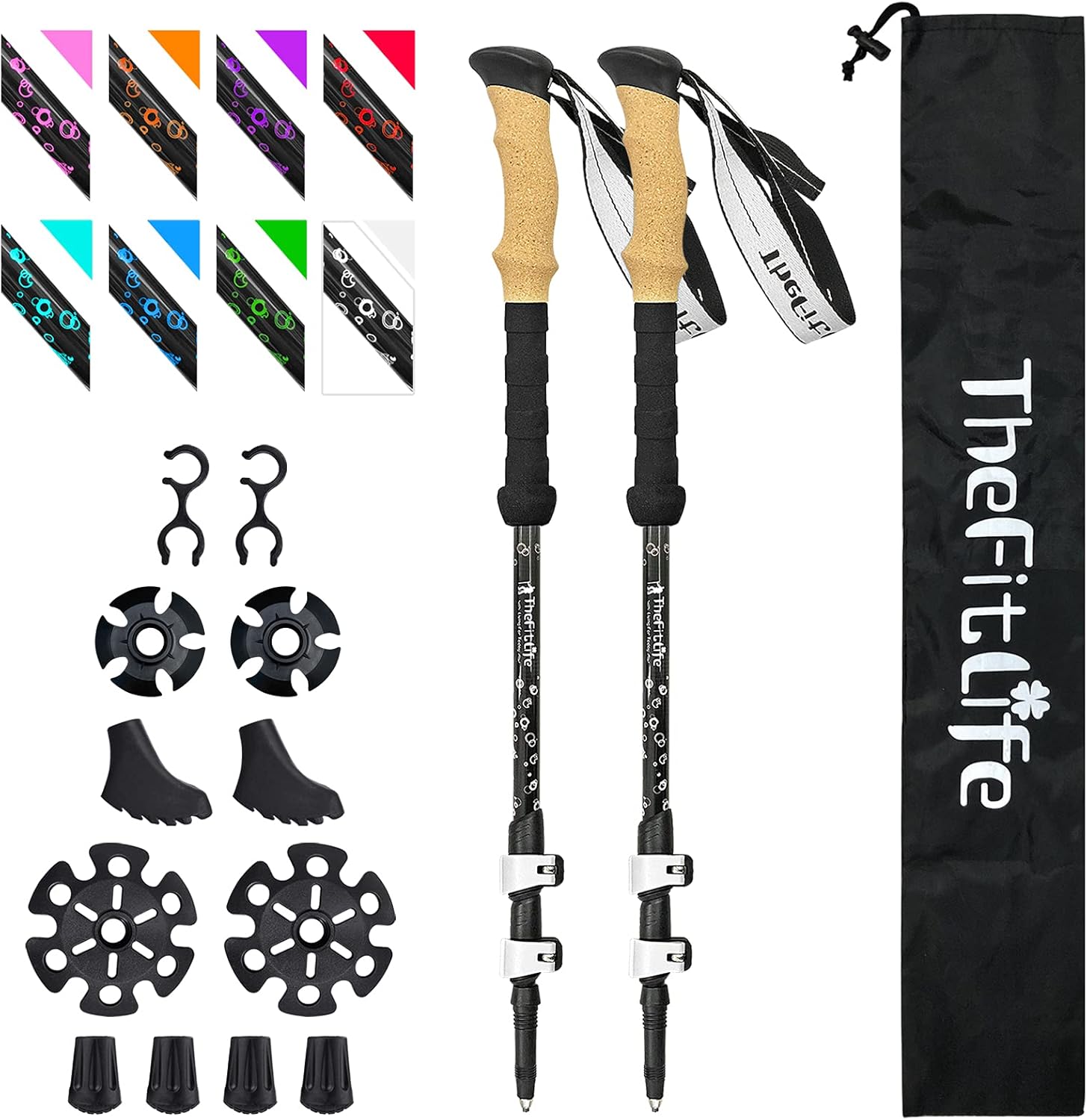 TheFitLife Carbon Fibre Trekking Poles - Collapsible and Telescopic Walking Pole...