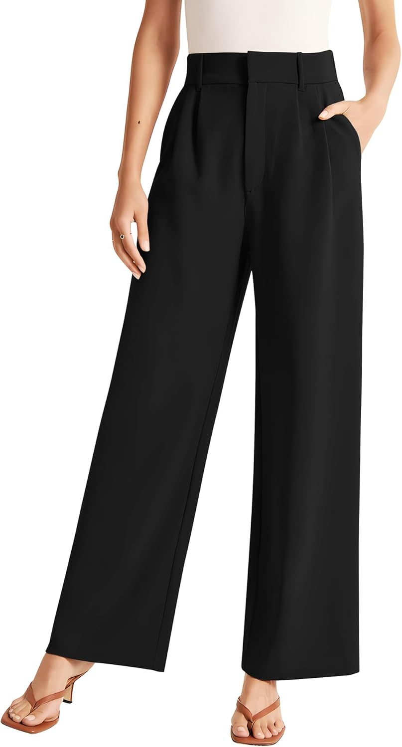 Sarin Mathews High Waisted Wide Leg Pants for Women Business Casual Dress Pant P...