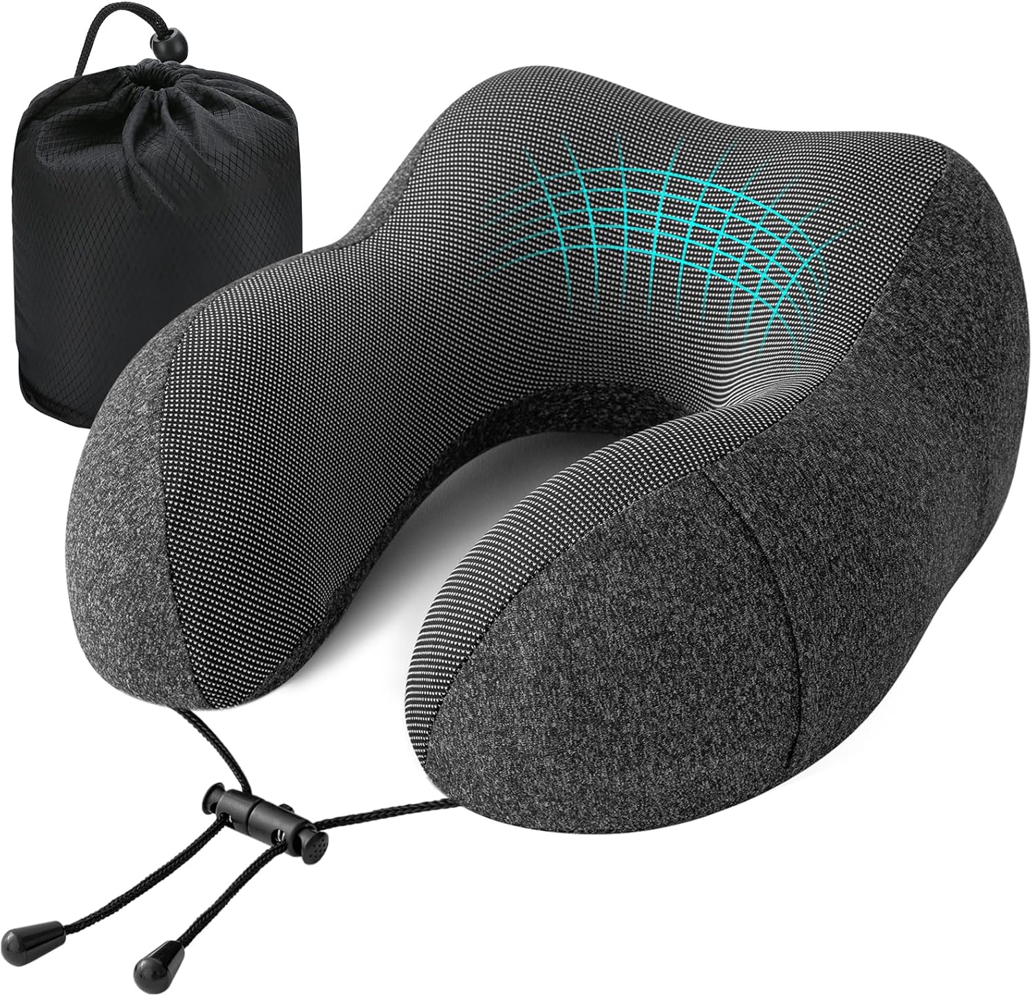 Jiancrate Flat Back Travel Pillow for Airplane, Memory Foam Neck Pillow for Trav...