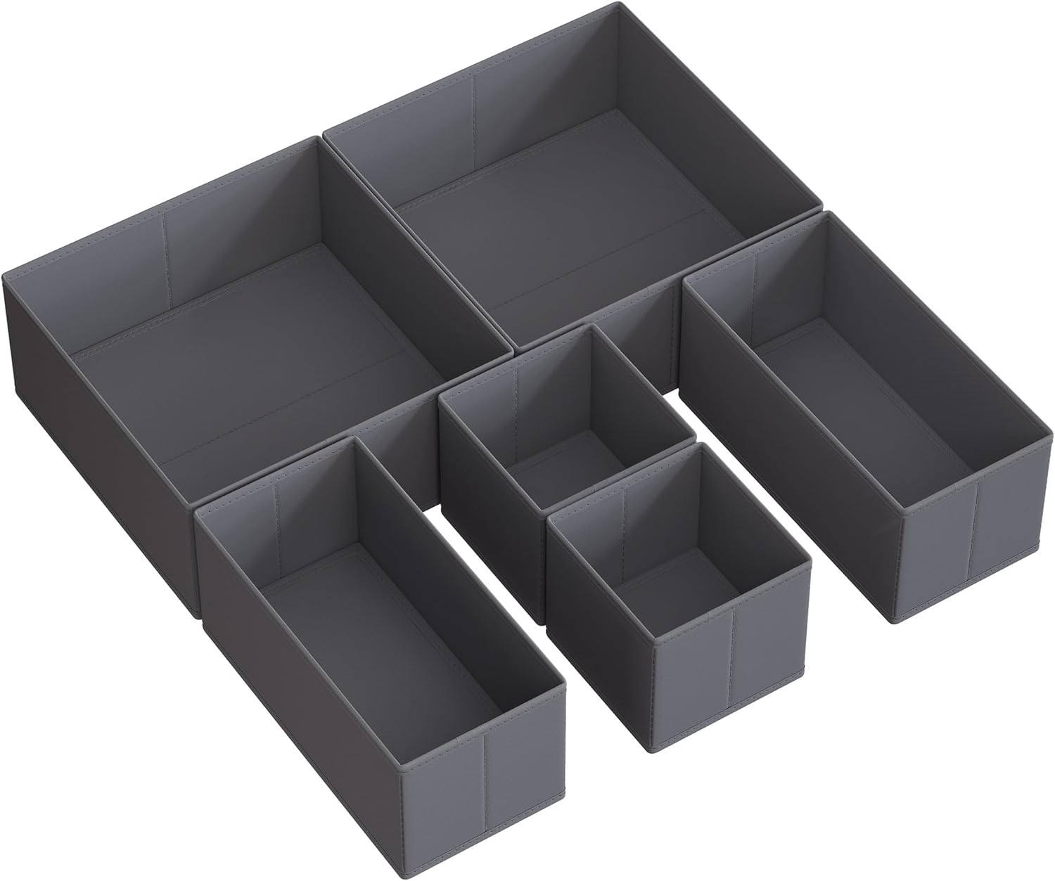 SONGMICS Drawer Organisers, Dresser Dividers, Set of 6, Foldable Fabric Storage...
