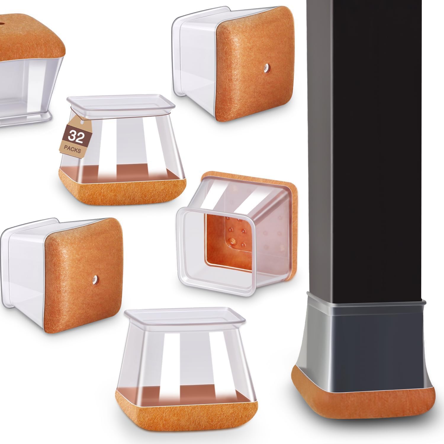 32 Pcs Chair Leg Floors Protectors Furniture Pads Floor Protectors for Hardwood...