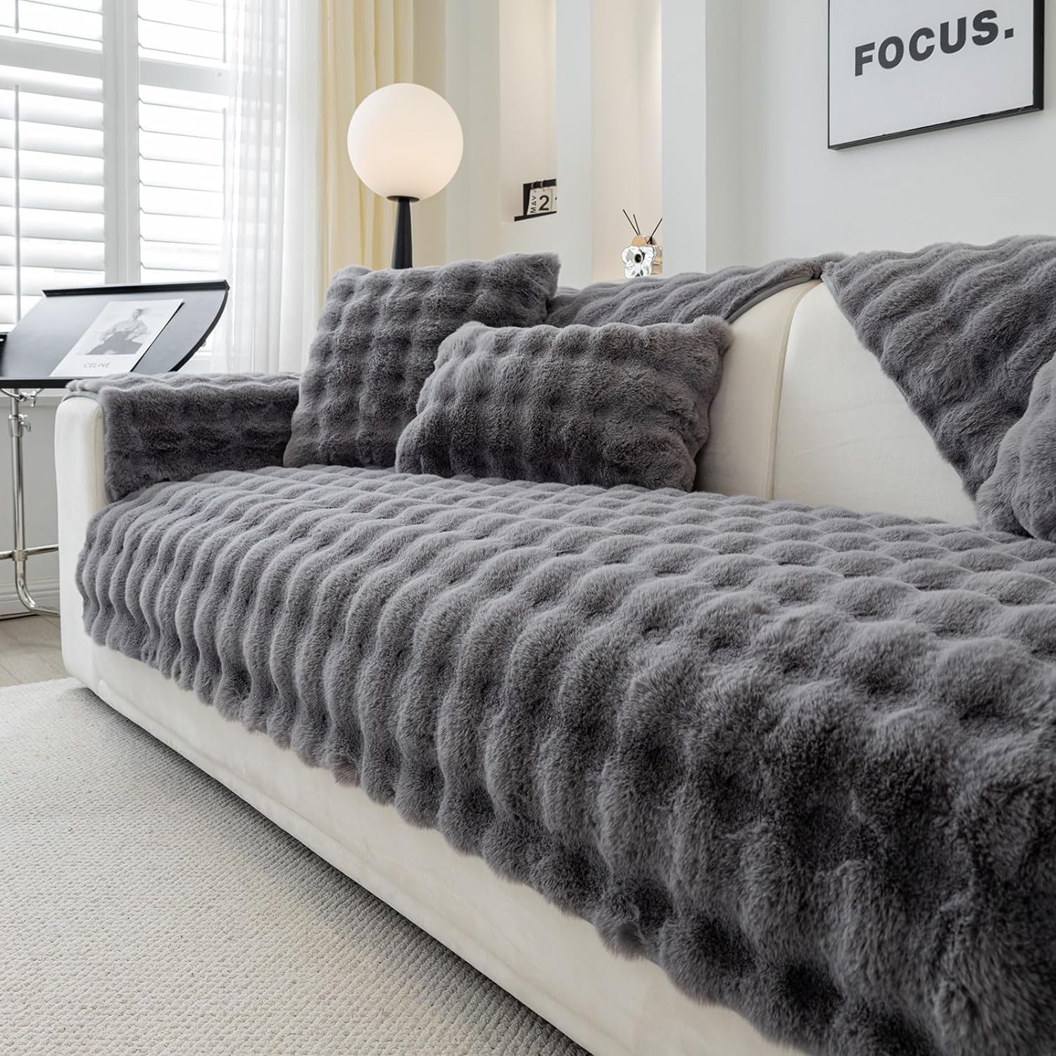 Topchances Soft Plush Sofa Cover, Special Non-Slip Sofa Covers for 1 2 3 Seater,...