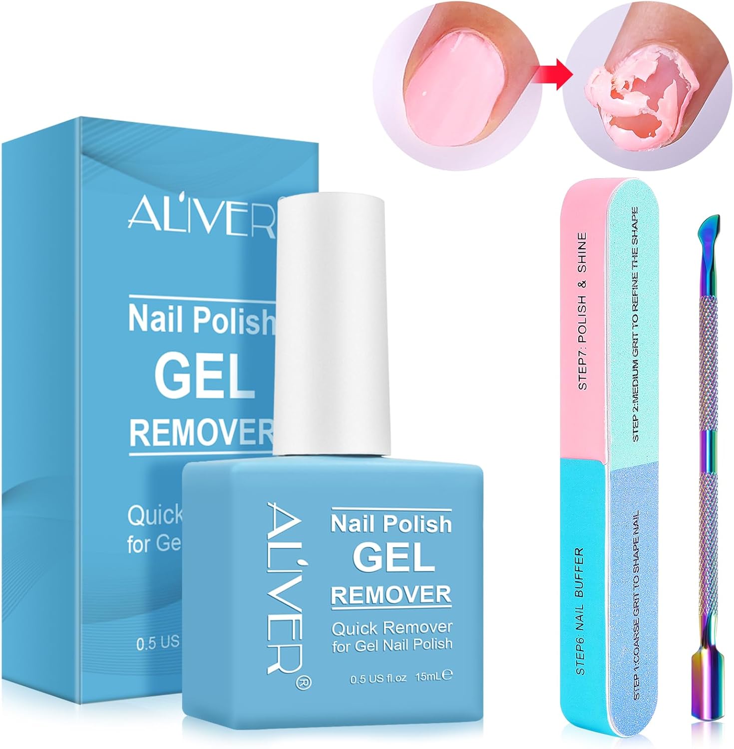 Gel Nail Polish Remover(15ml), Gel Polish Remover, Quick & Easy Polish Remover i...