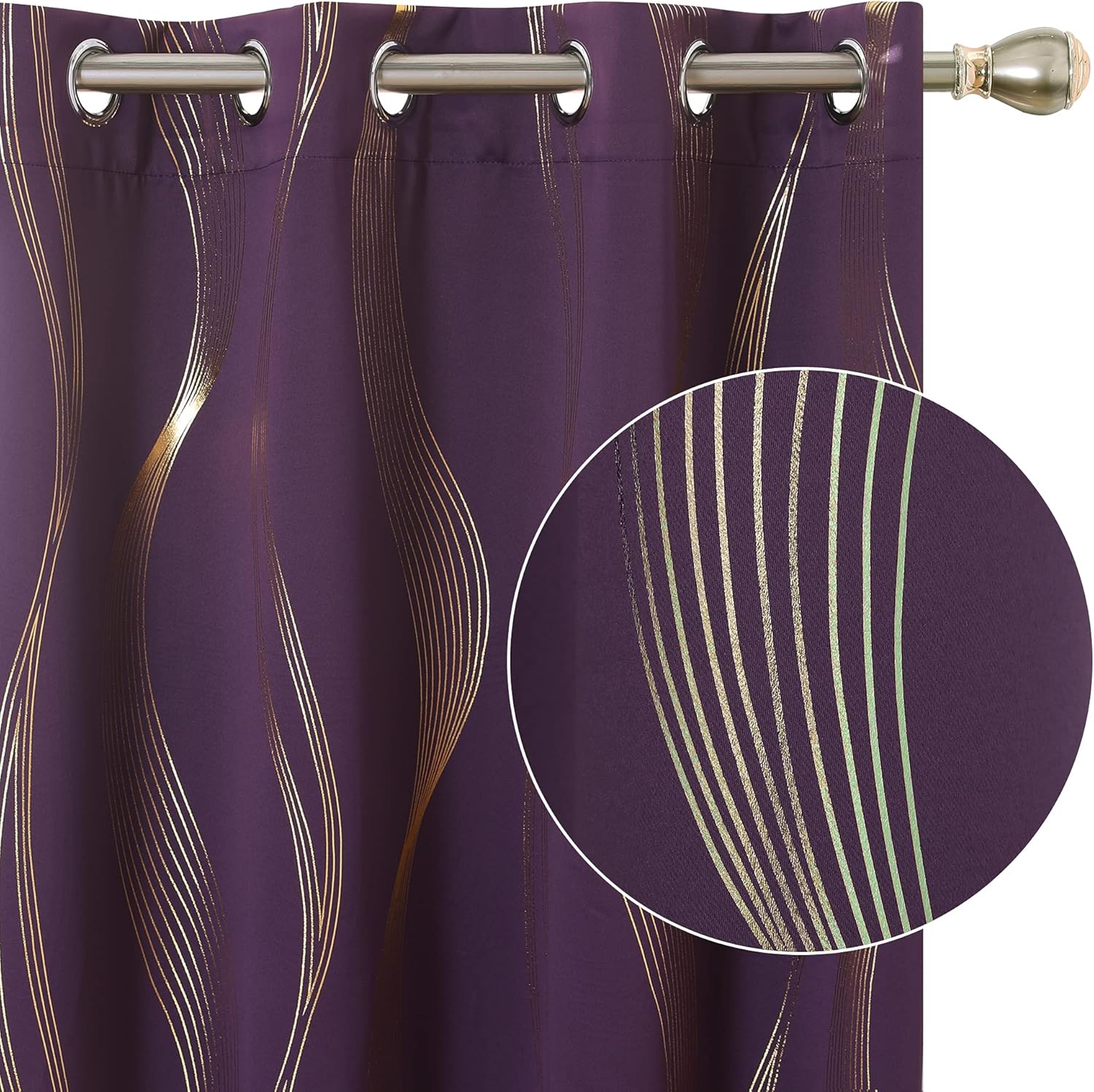 Deconovo Blackout Eyelet Curtains, Special Thermal Insulated Curtains with Gold...