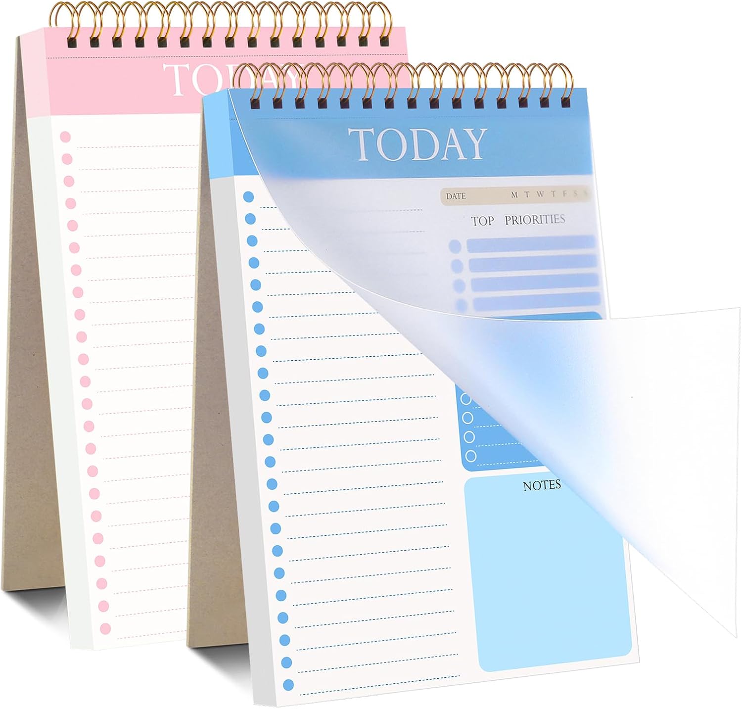 2 Pack To Do List Notebook, Undated Daily Planner A5 Spiral 52 Sheets/104 Page T...