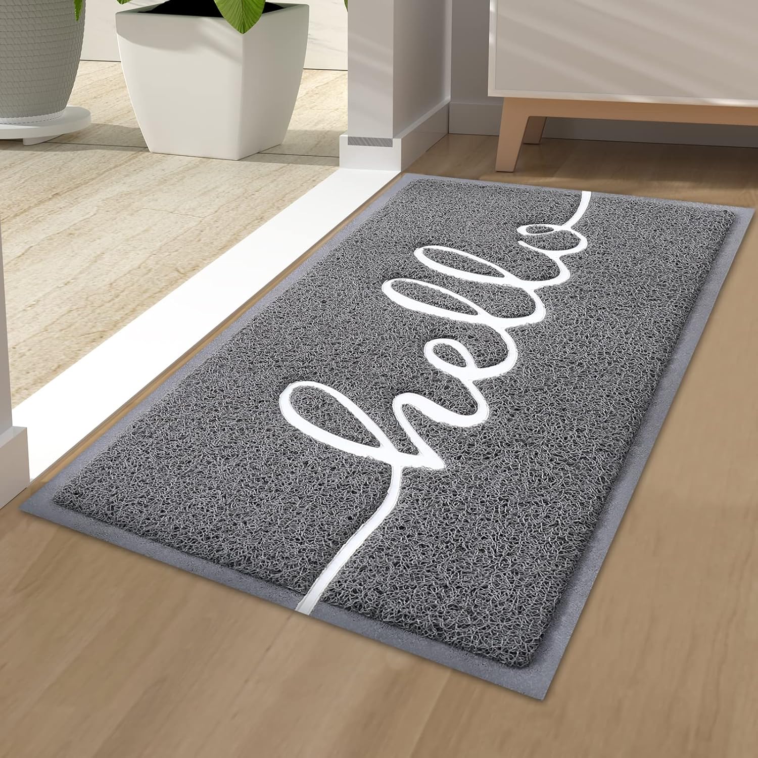 Homaxy Hello Door Mat, Special Dirt Trapper Doormats, Innovative Non-Slip Low Pr...