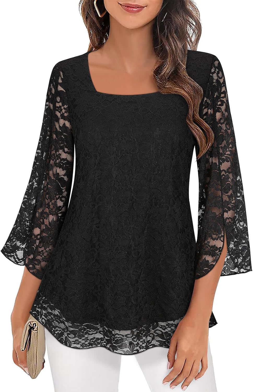 Syphiby Womens Blouses, Special Ruffle 3/4 Sleeve Tunic Tops, Innovative Loose F...