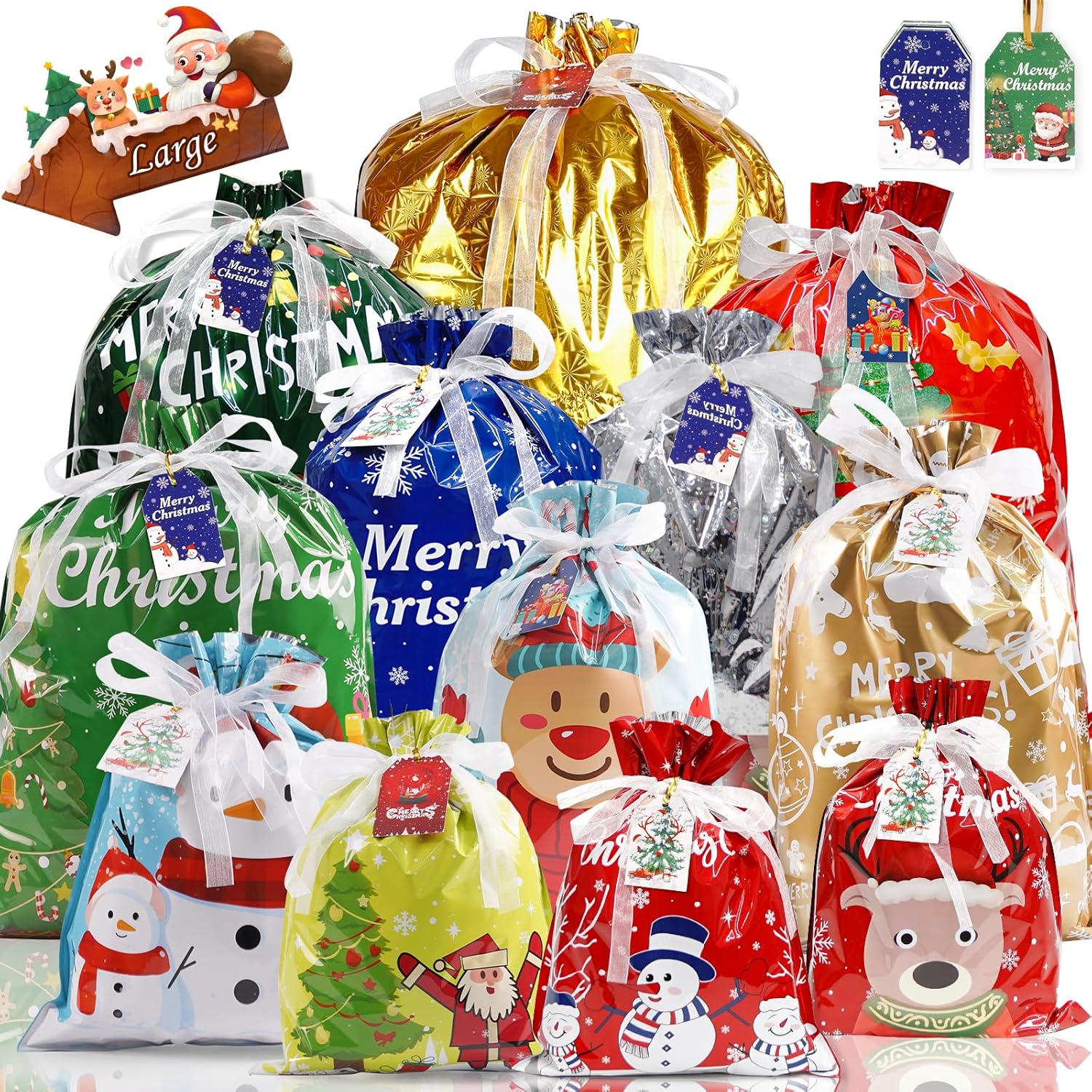 **Best Christmas Bags, Special Christmas Drawstring Gift Bags, Innovative Assort...
