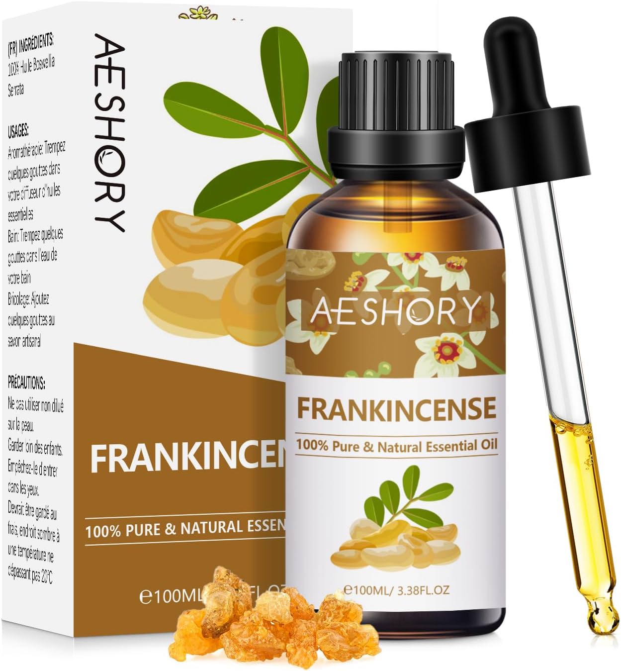 AESHORY Frankincense Essential Oils 100ml, Pure Natural Frankincense Resin Oil f...