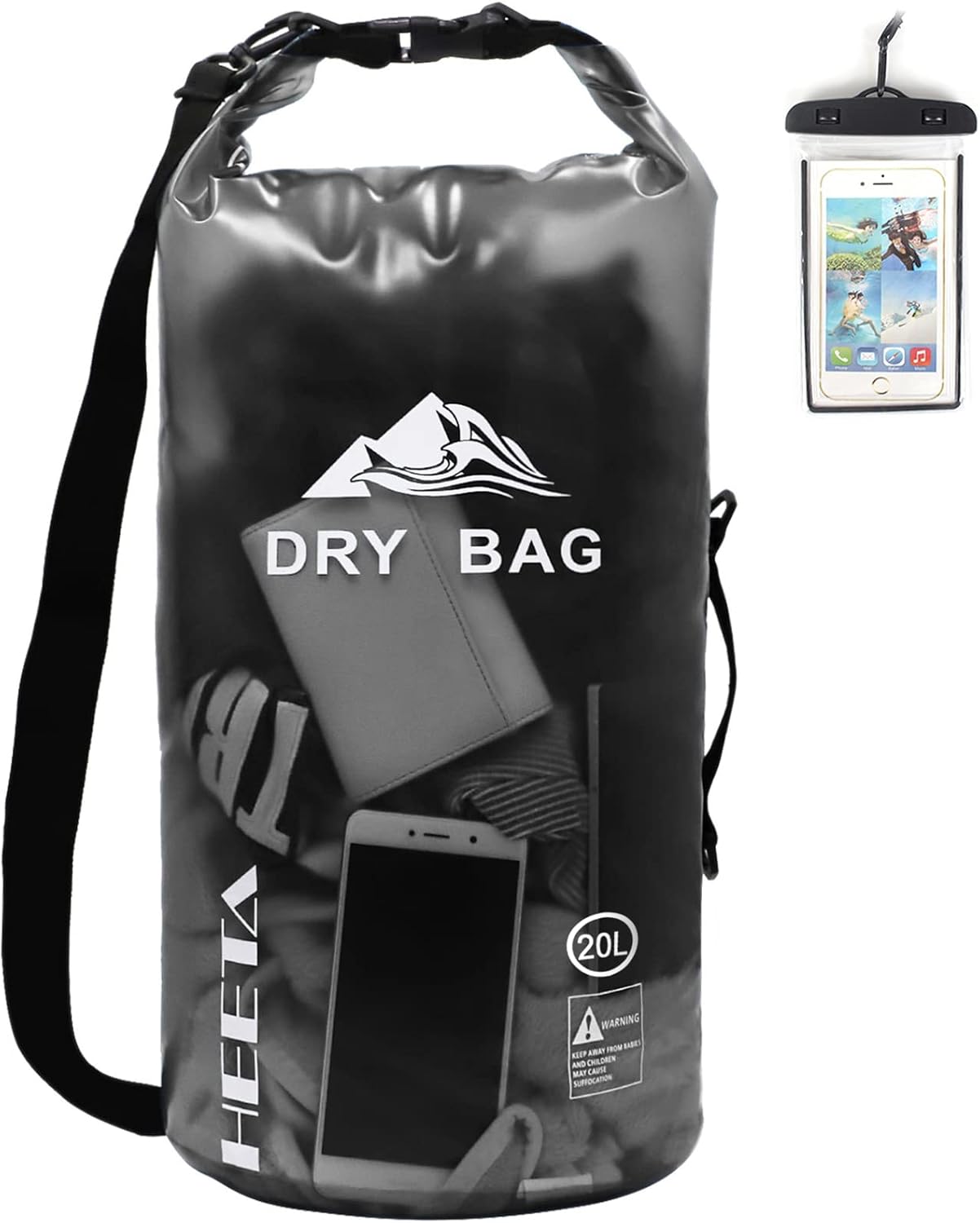 HEETA Waterproof Dry Bag for Women Men, 5L/10L/20L Roll Top Lightweight Dry Stor...