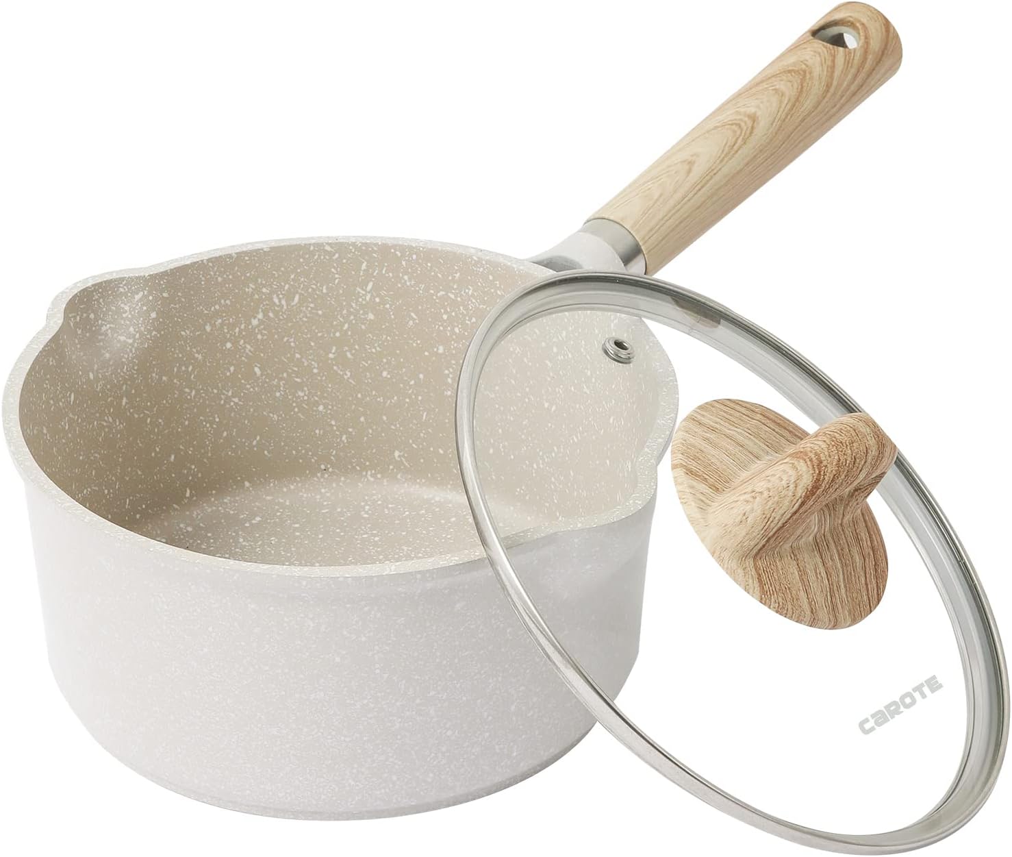 CAROTE Saucepan with Lid 18cm/1.5L, Nonstick Milk Pan for Induction, Gas and Ele...