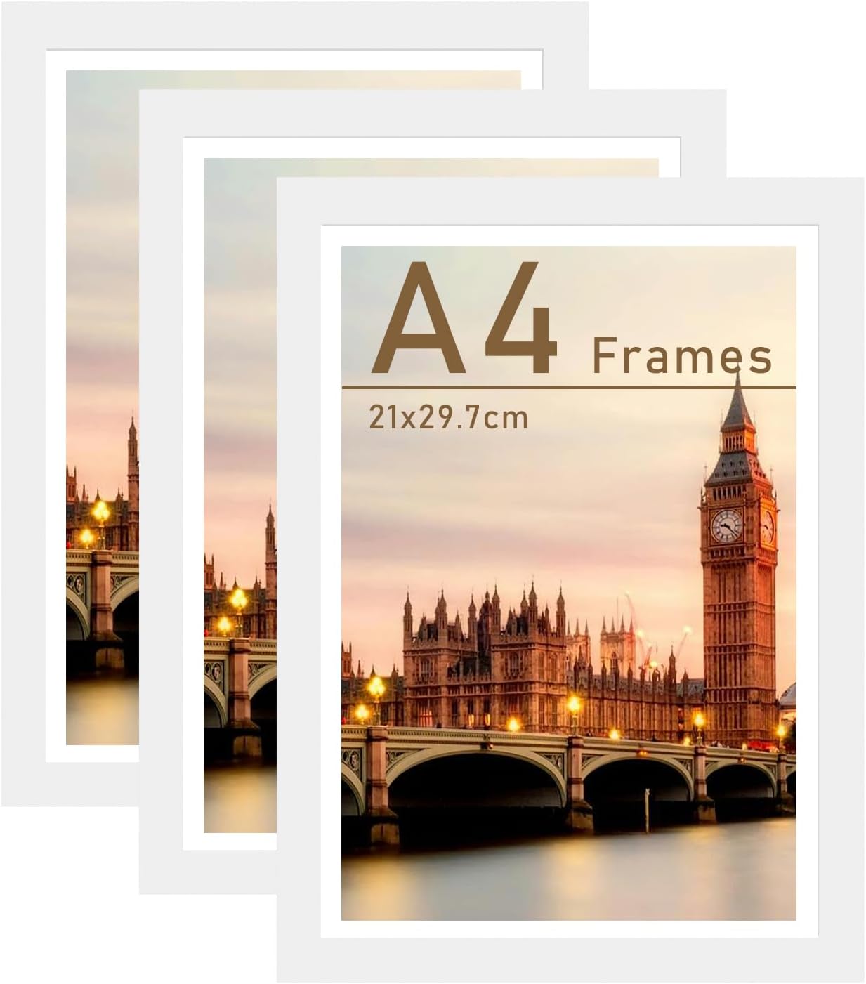 Bobeen A4 Picture Frames, Pack of 3 White Photo Frame (21x29.7CM) for Table Top...