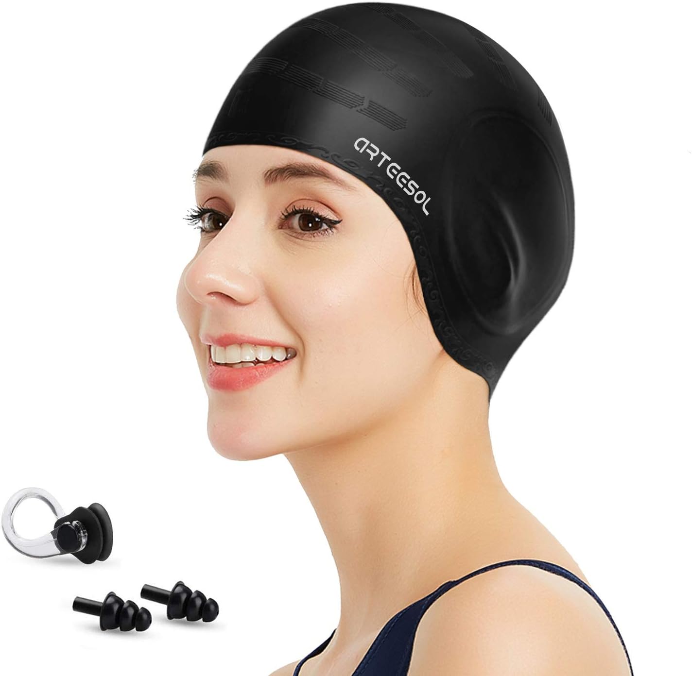 Blackace arteesol Swimming Cap Women Swimming Hat Silicone Swim Cap Swim Hat Wat...