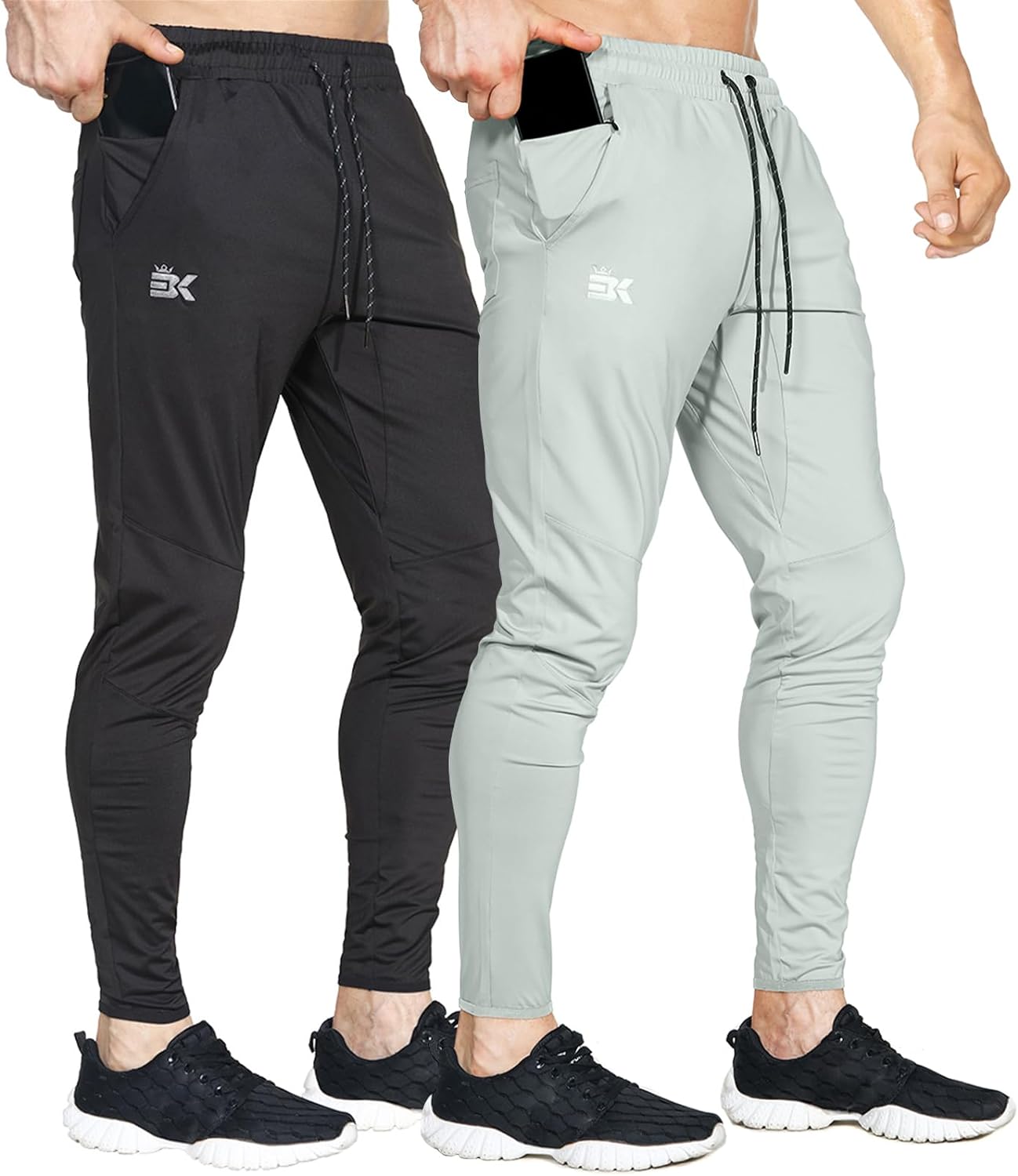 BROKIG Mens Lightweight Tracksuit Bottoms Elastic Sports Trousers Gym Running Jo...