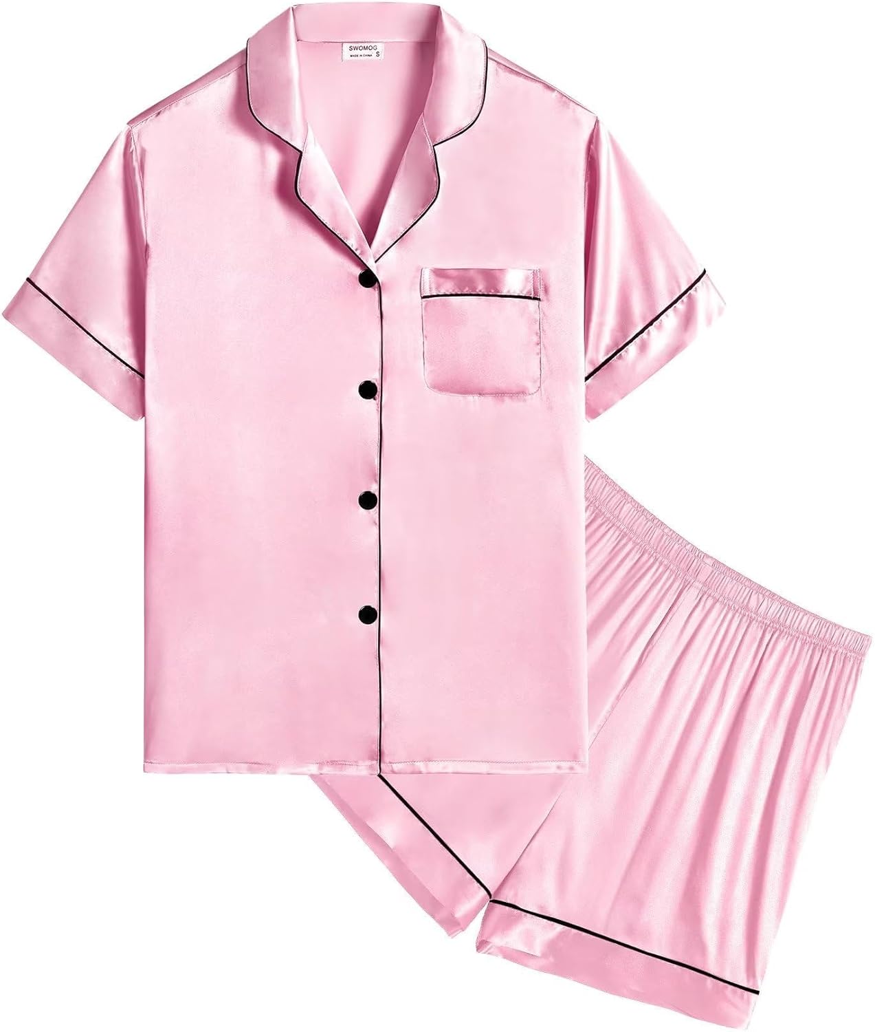 SWOMOG Kids Silk Pyjamas, Special Short Sleeve Satin PJs Sets, High-Quality Silk...