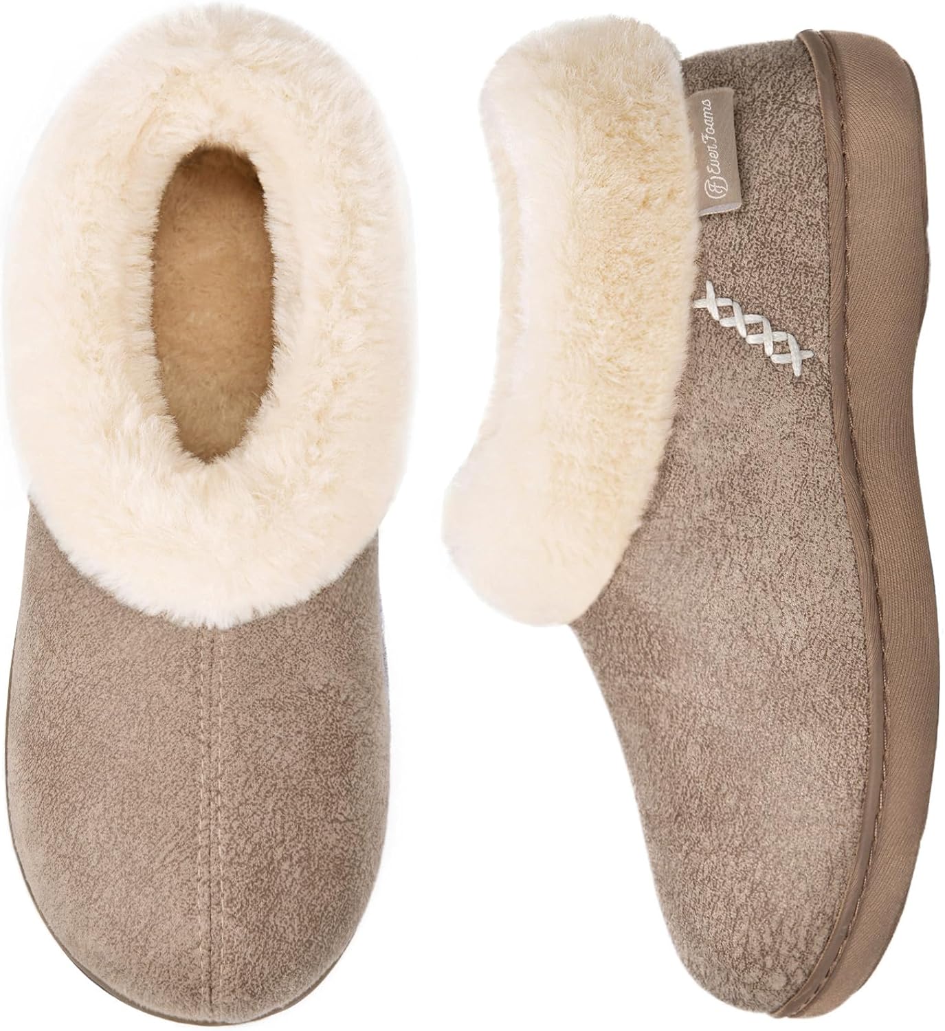 EverFoams Women's Micro Suede Slippers, Special Fuzzy Plush Lined Footwear with...
